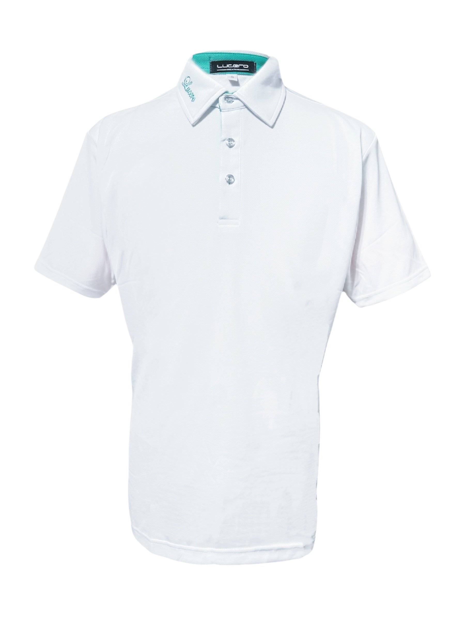 情侶款｜素面蜂巢紋 蒂芬妮綠 繡花短袖POLO-男