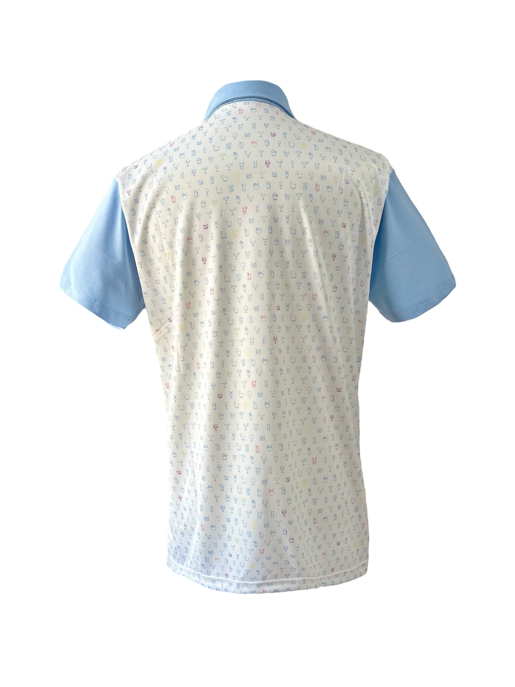 情侶款 | 杯子圖案印花POLO衫短袖上衣-淺藍（男）