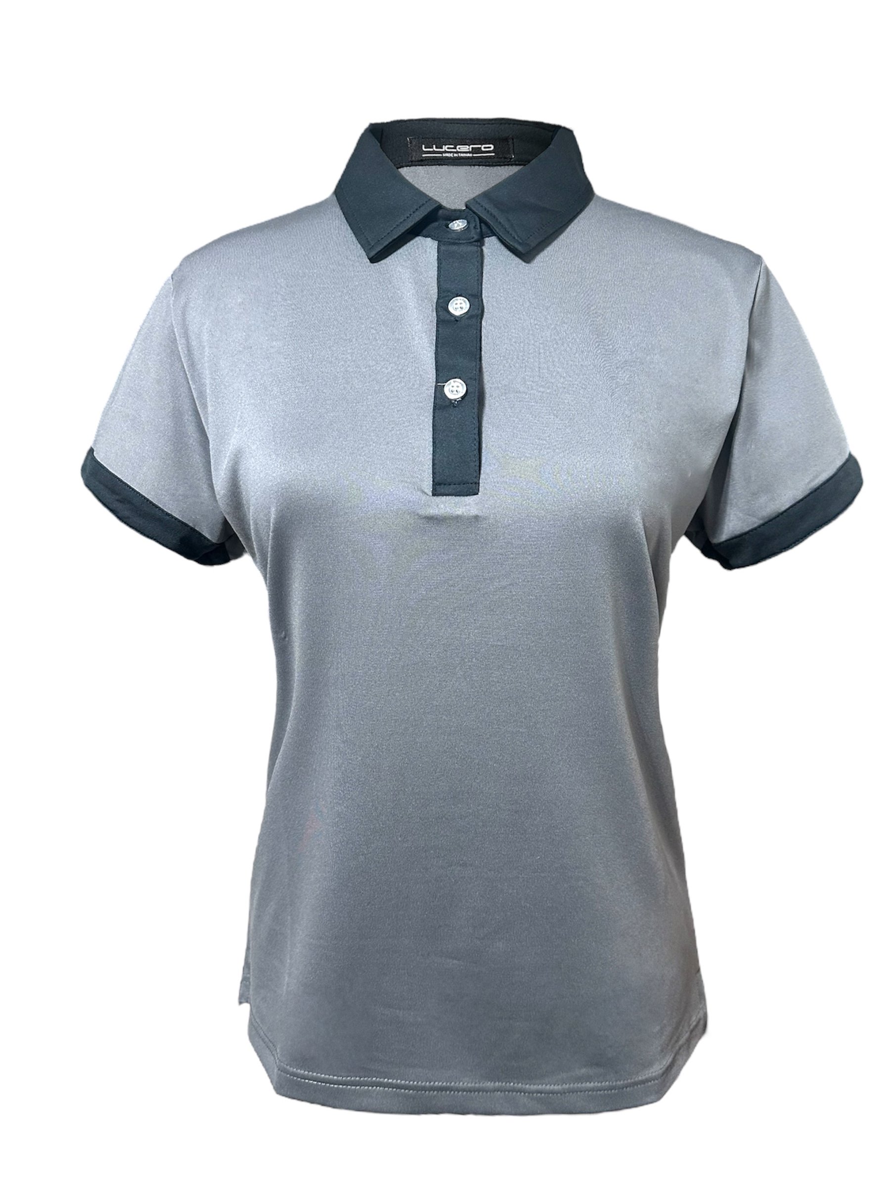 情侶款｜螢火蟲系列 灰色拼接黑 撞色 短袖POLO衫-女