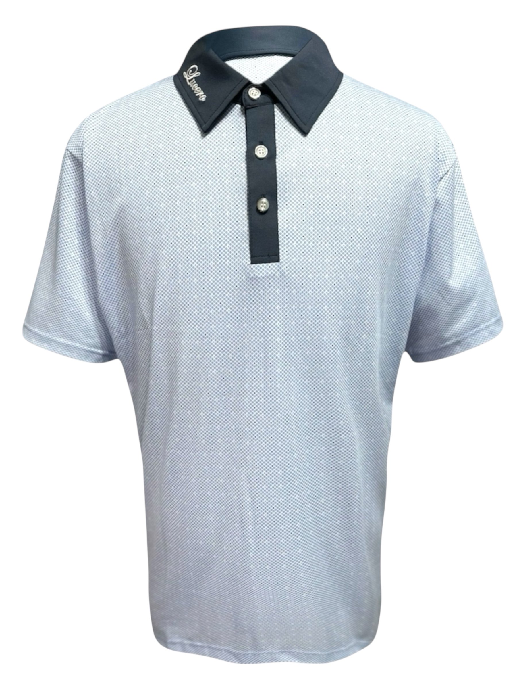 小藍圓點印花POLO衫-淡藍（男）