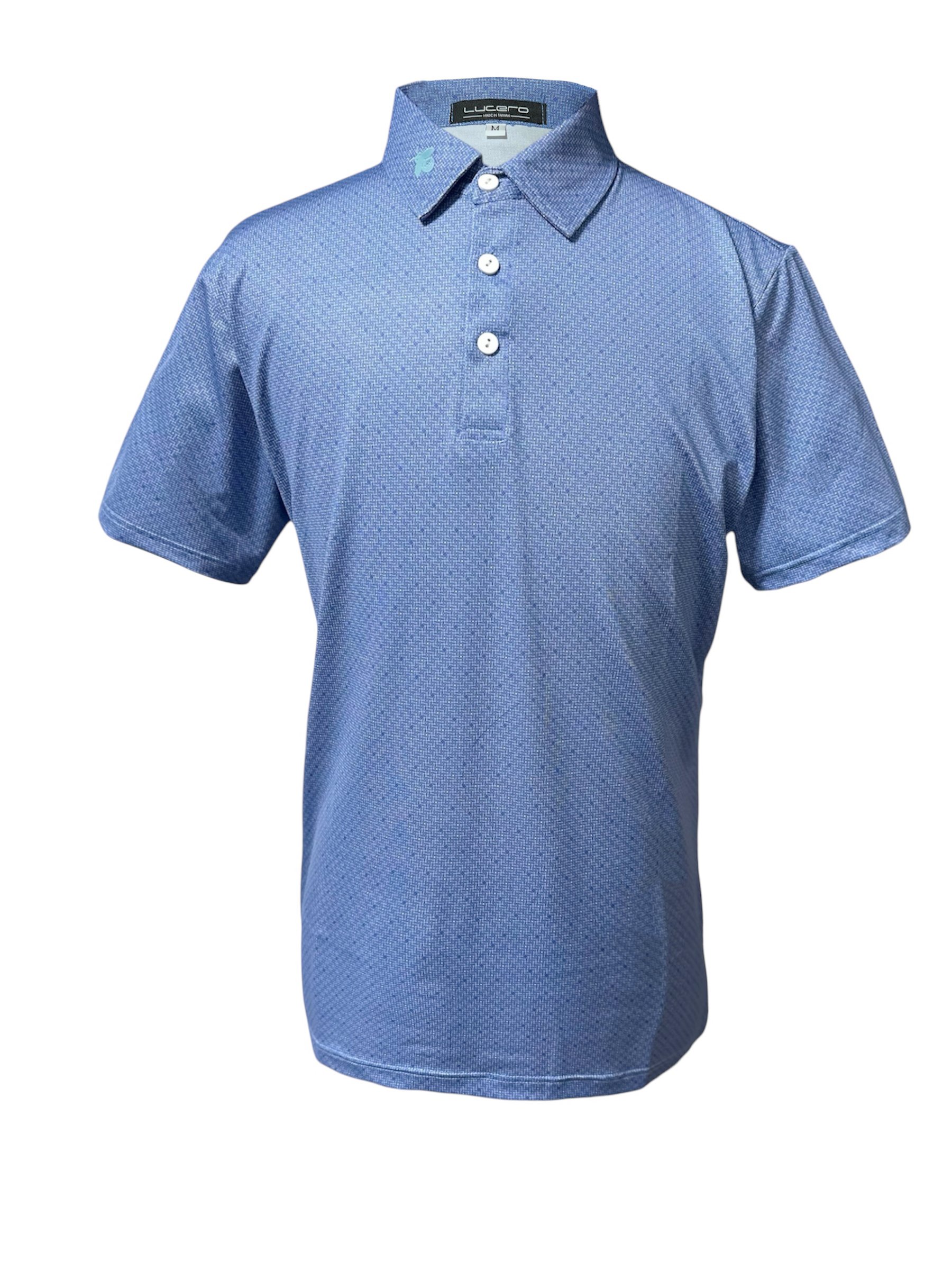 男款｜螢火蟲系列 寶藍幾何滿版小印花短袖POLO衫-男