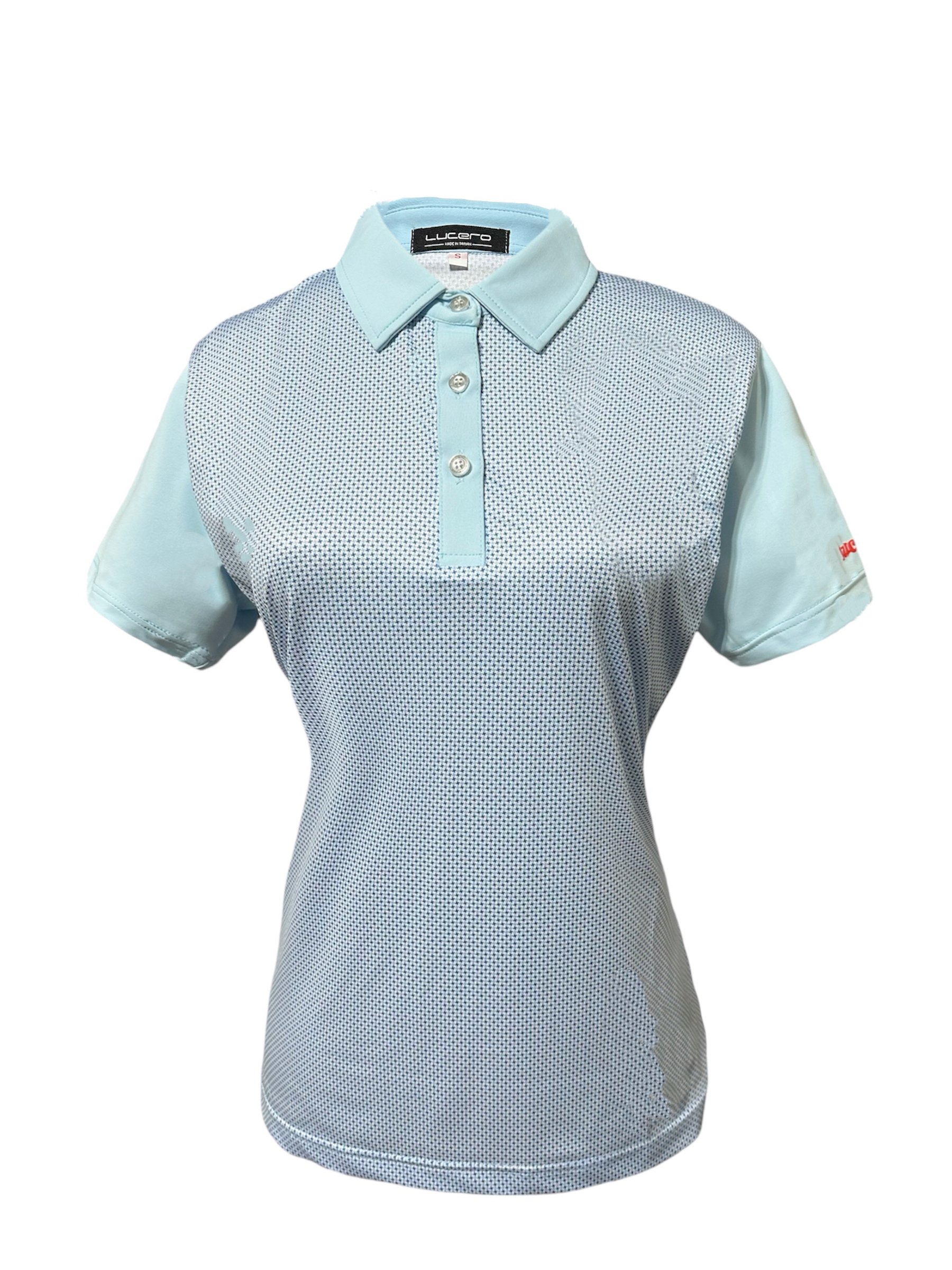 情侶款｜小十字深淺藍印花 短袖POLO衫-女