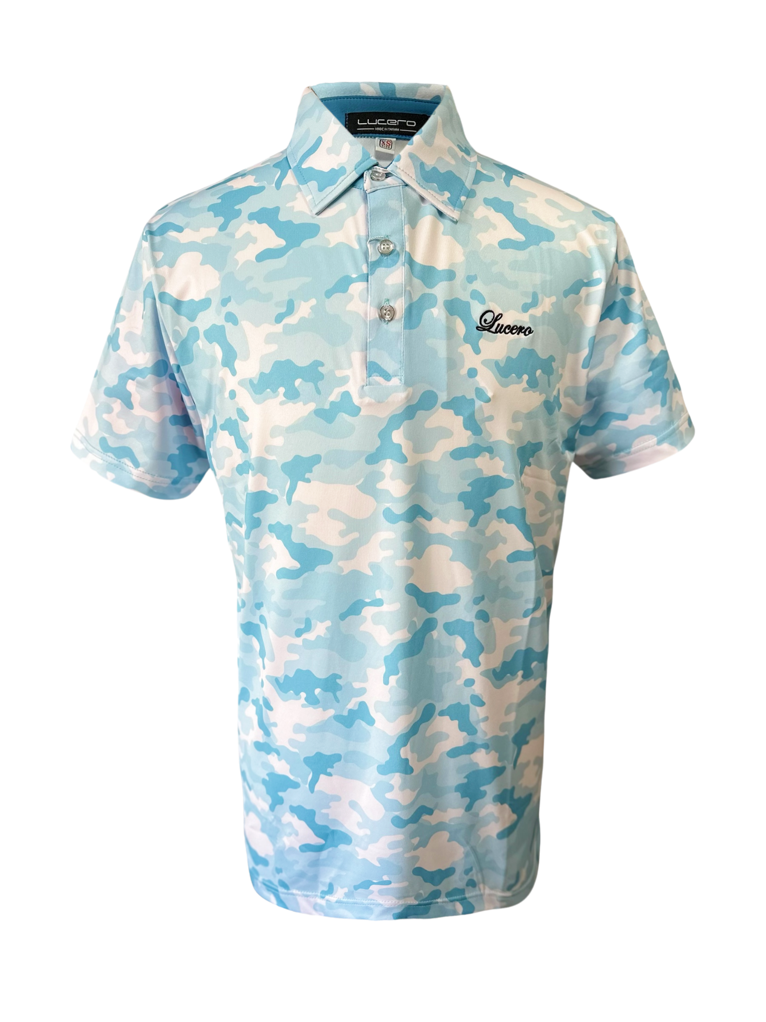 情侶款 | 迷彩圖案POLO衫短袖上衣-碧藍色（男）