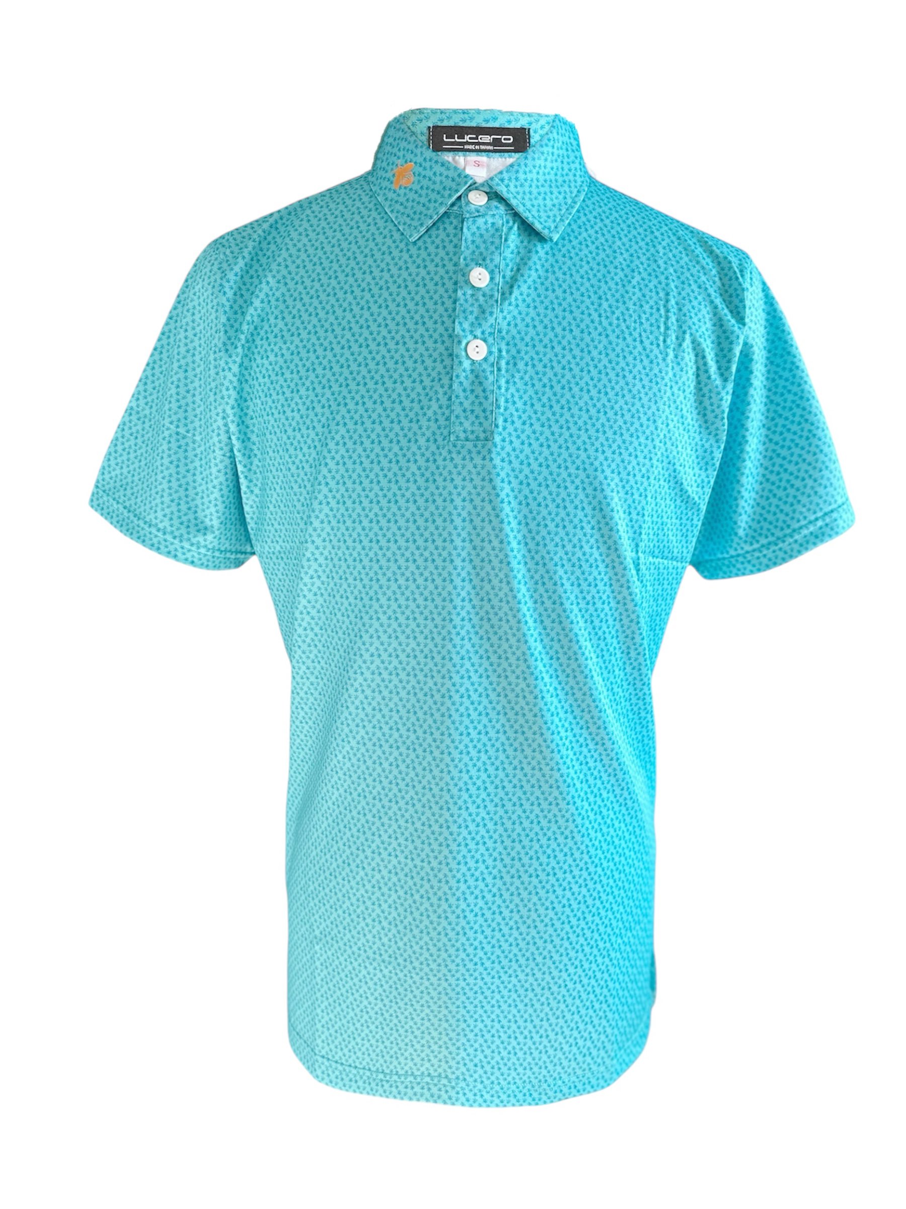 情侶款｜螢火蟲系列 湖水藍綠色 小楓葉印花短袖POLO衫-男