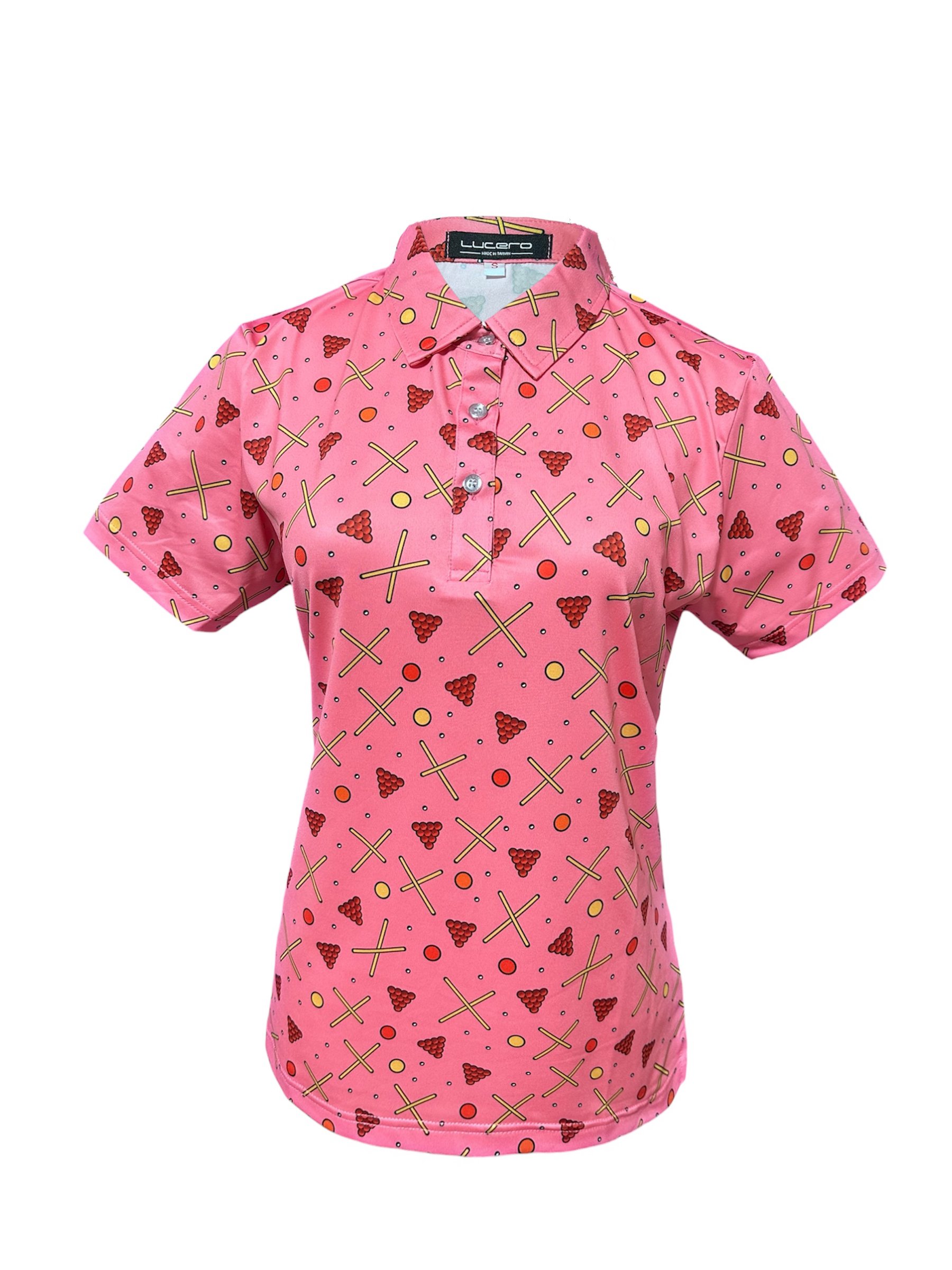 情侶款｜螢火蟲系列 雅痞粉色 撞球印花短袖POLO衫-女