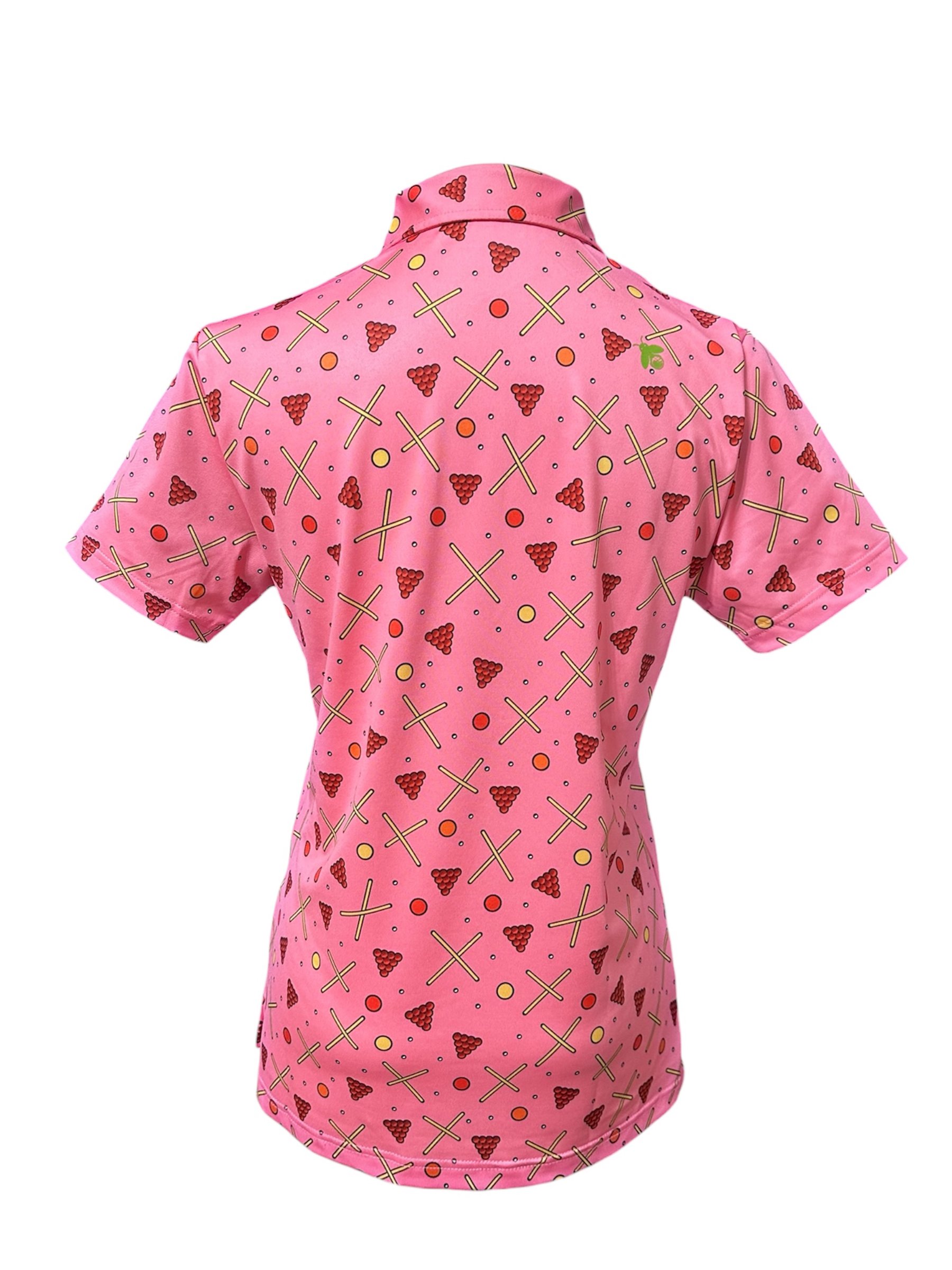 情侶款｜螢火蟲系列 雅痞粉色 撞球印花短袖POLO衫-女