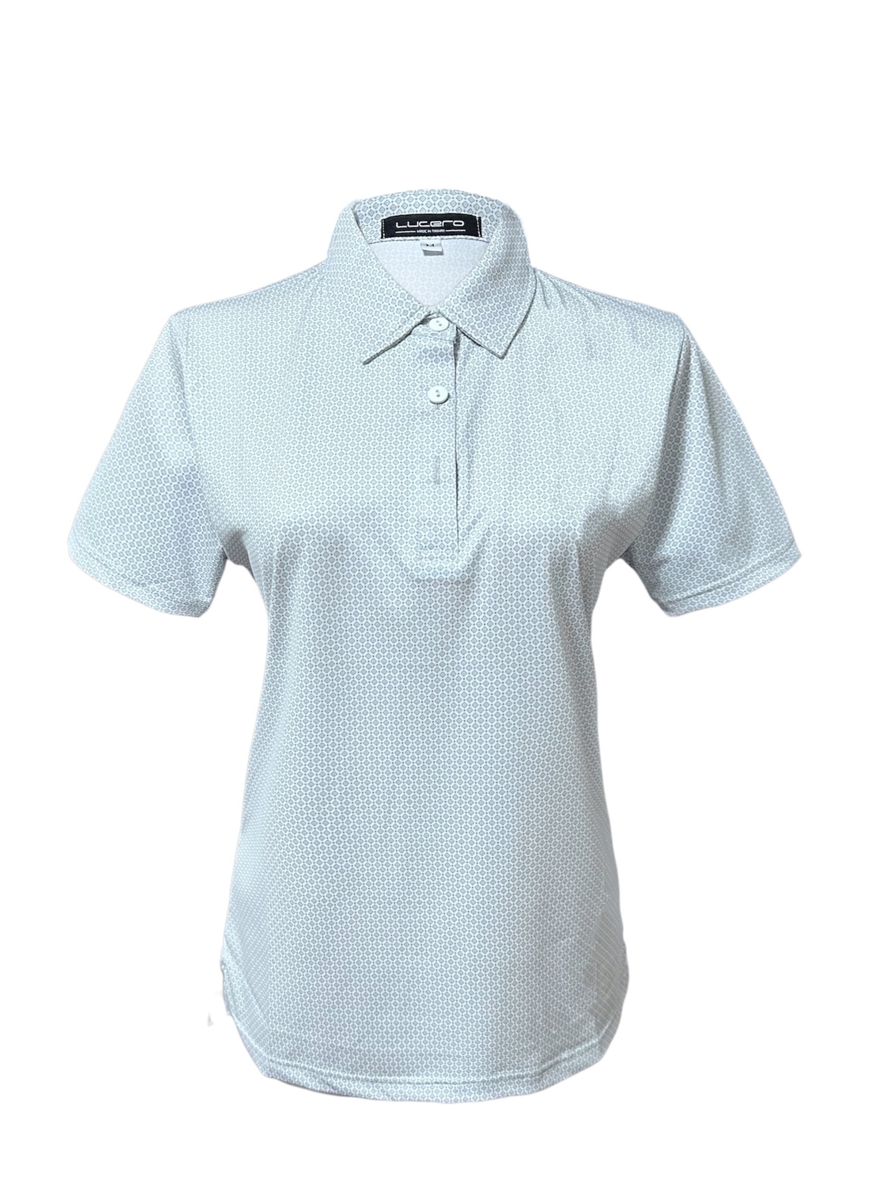 情侶款｜螢火蟲系列 淺霧綠幾何滿版小印花短袖POLO衫-女