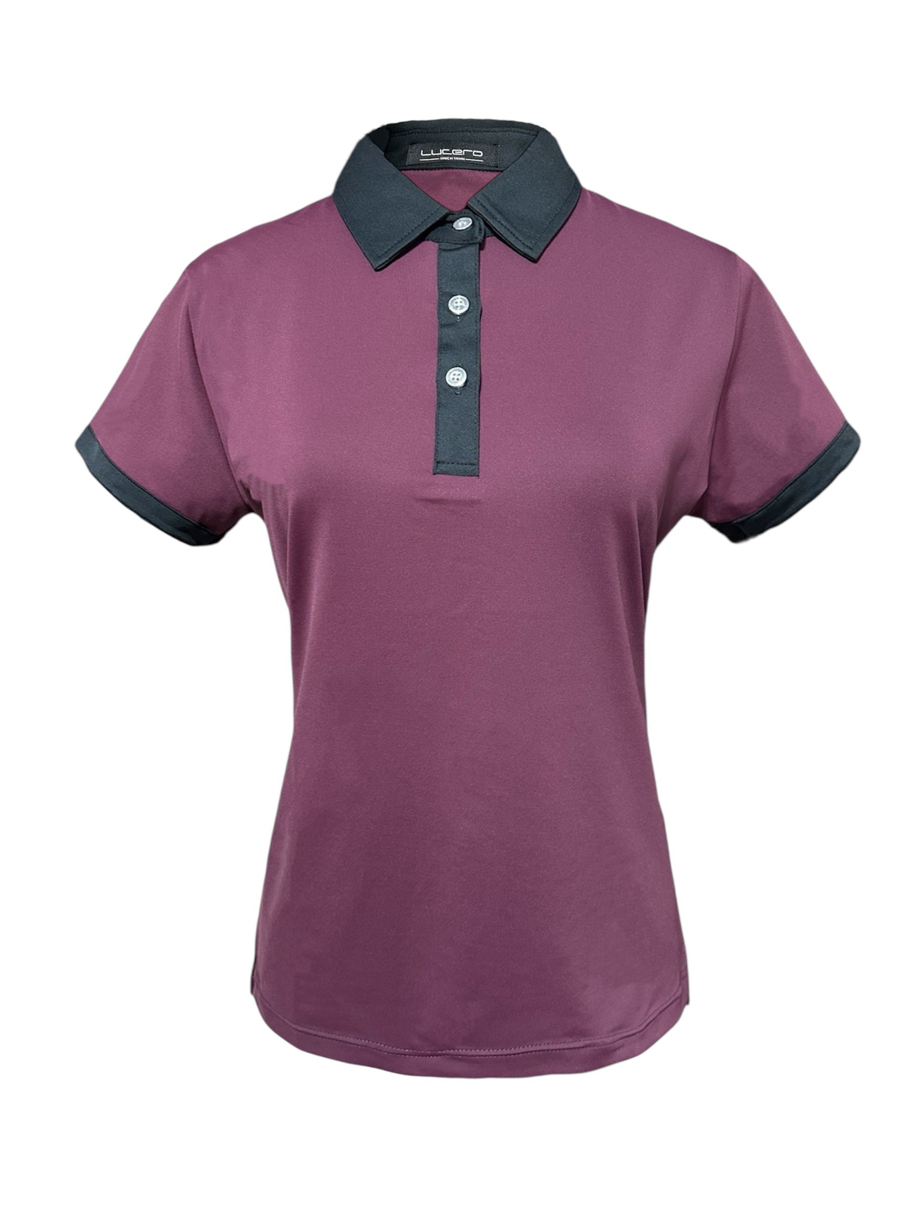 螢火蟲系列  紫莓紅酒撞色 短袖POLO衫-女