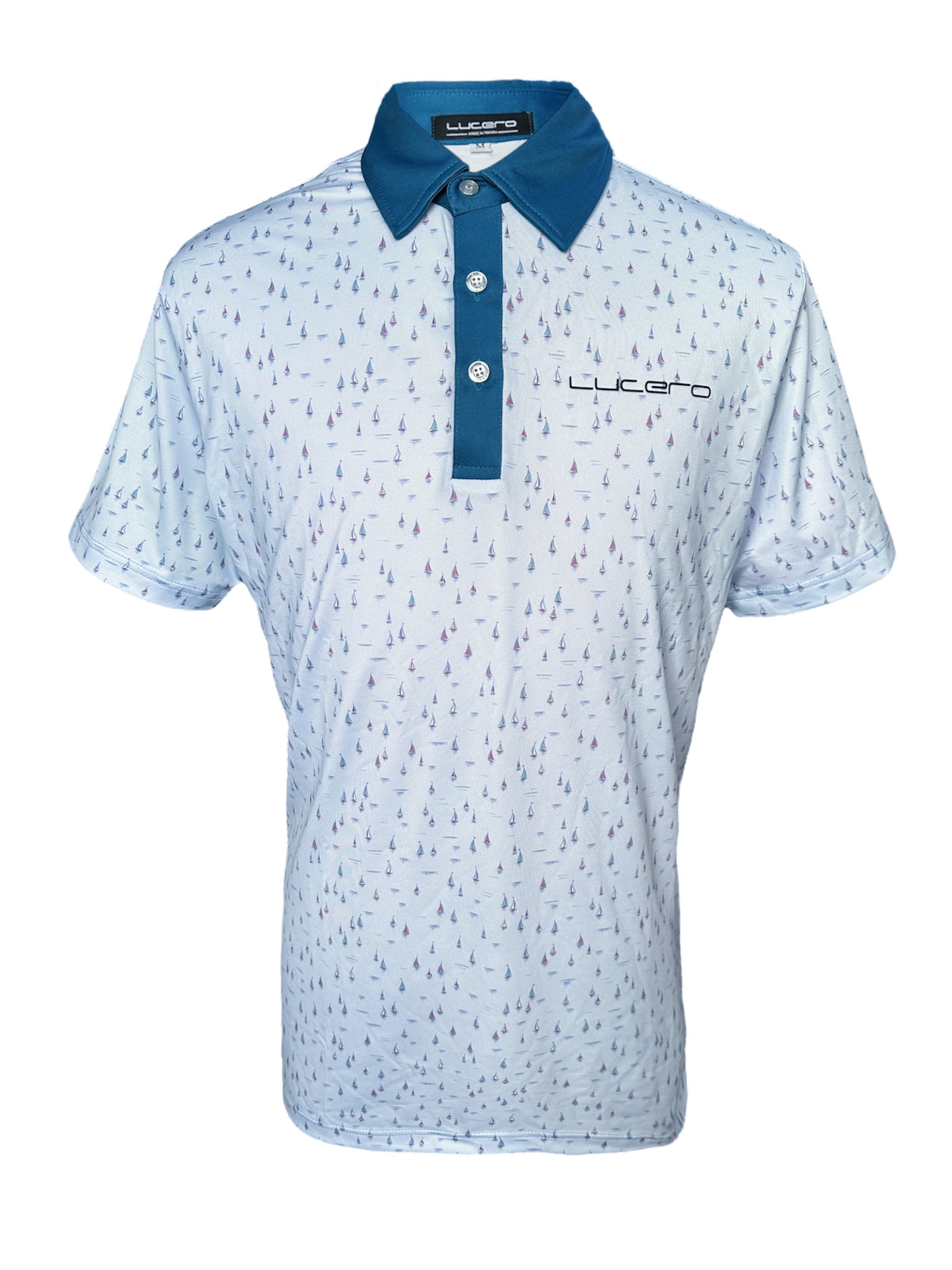 情侶款 | 淺藍帆船印花-POLO衫短袖上衣-靛藍（男）