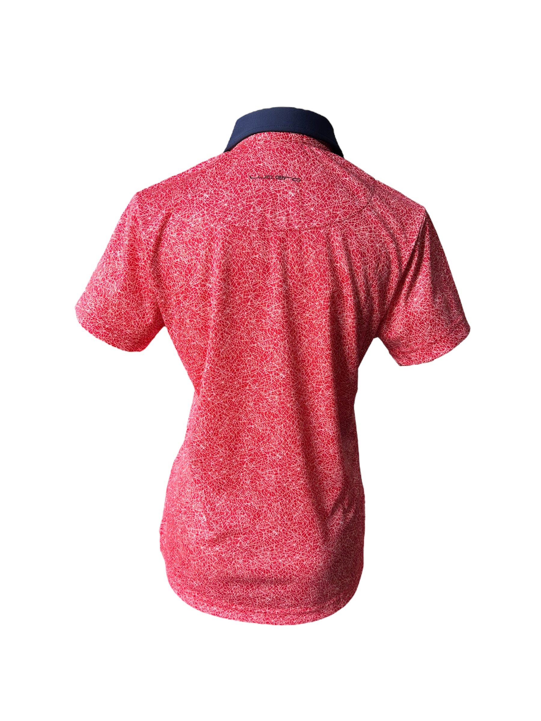 情侶款｜閃耀星圈圖案印花-POLO衫短袖上衣-紅（女）133204