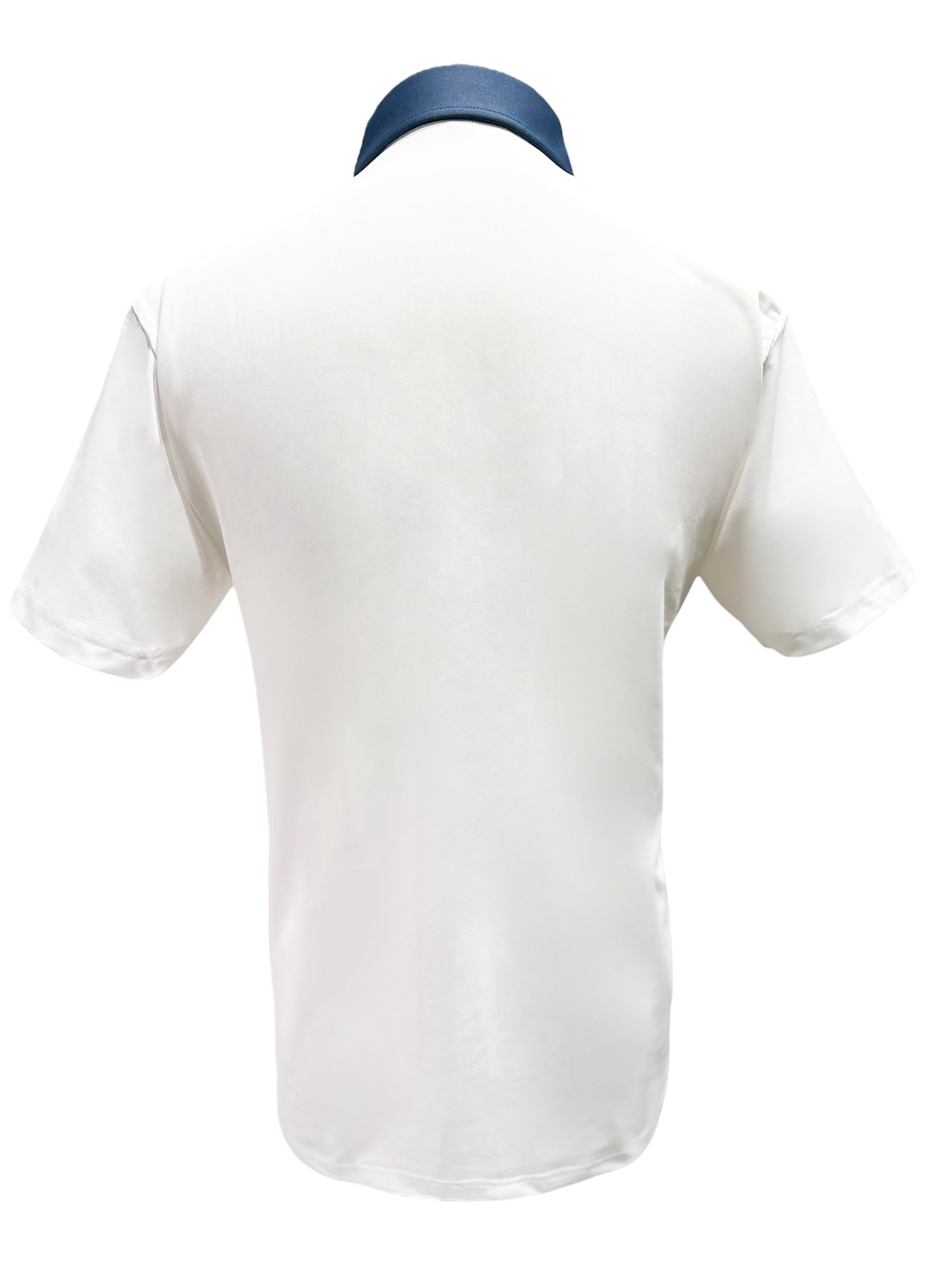 白底藍領繡花LOGO-POLO衫短袖上衣-白（男）