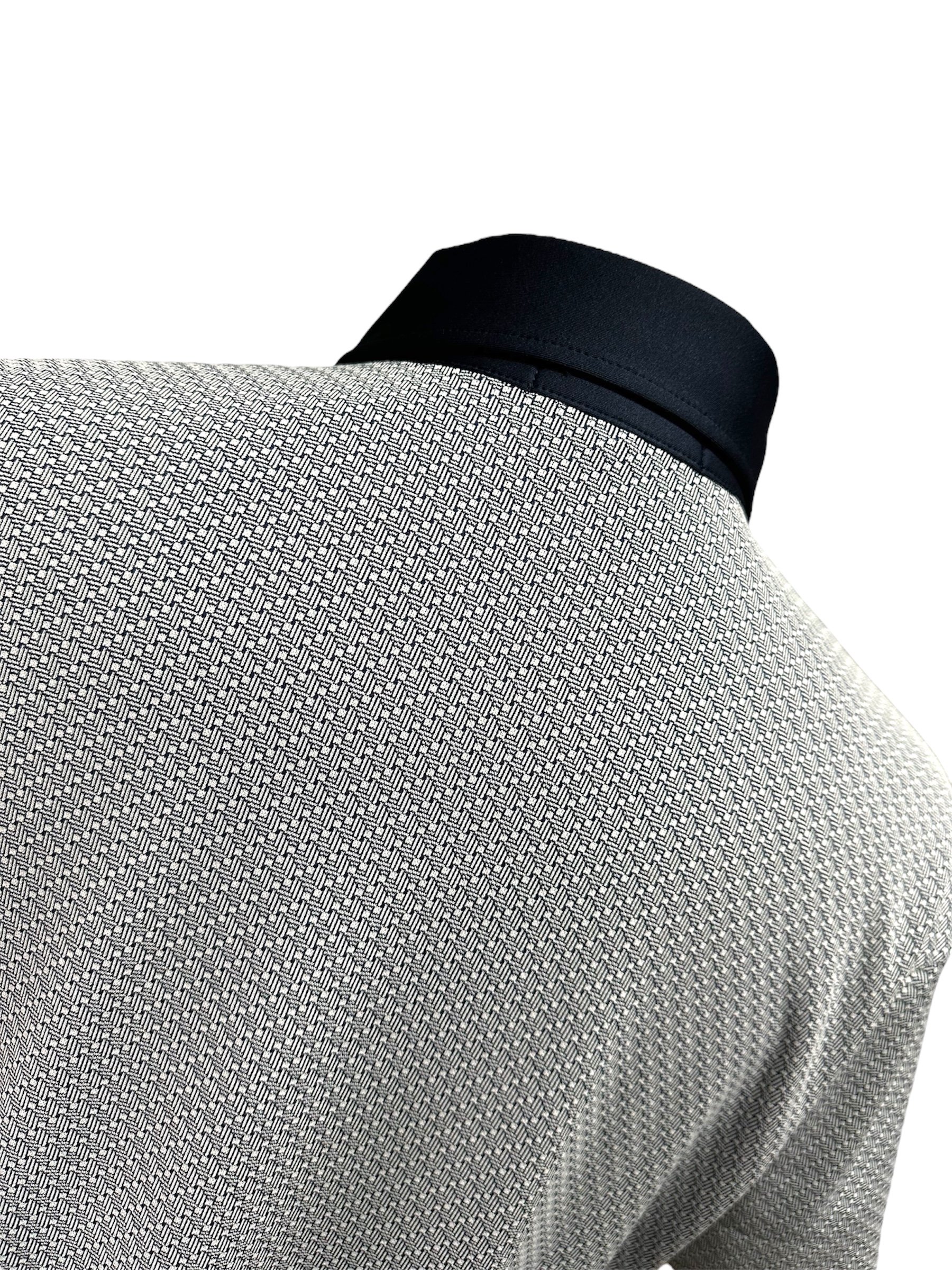 小格紋印花圖案領繡花LOGO-灰（男）