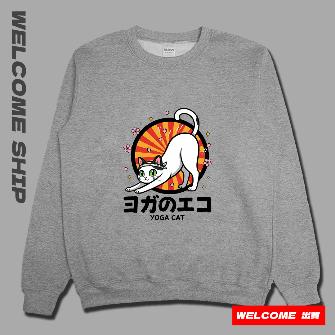 (大學T)瑜珈貓 Welcome出貨