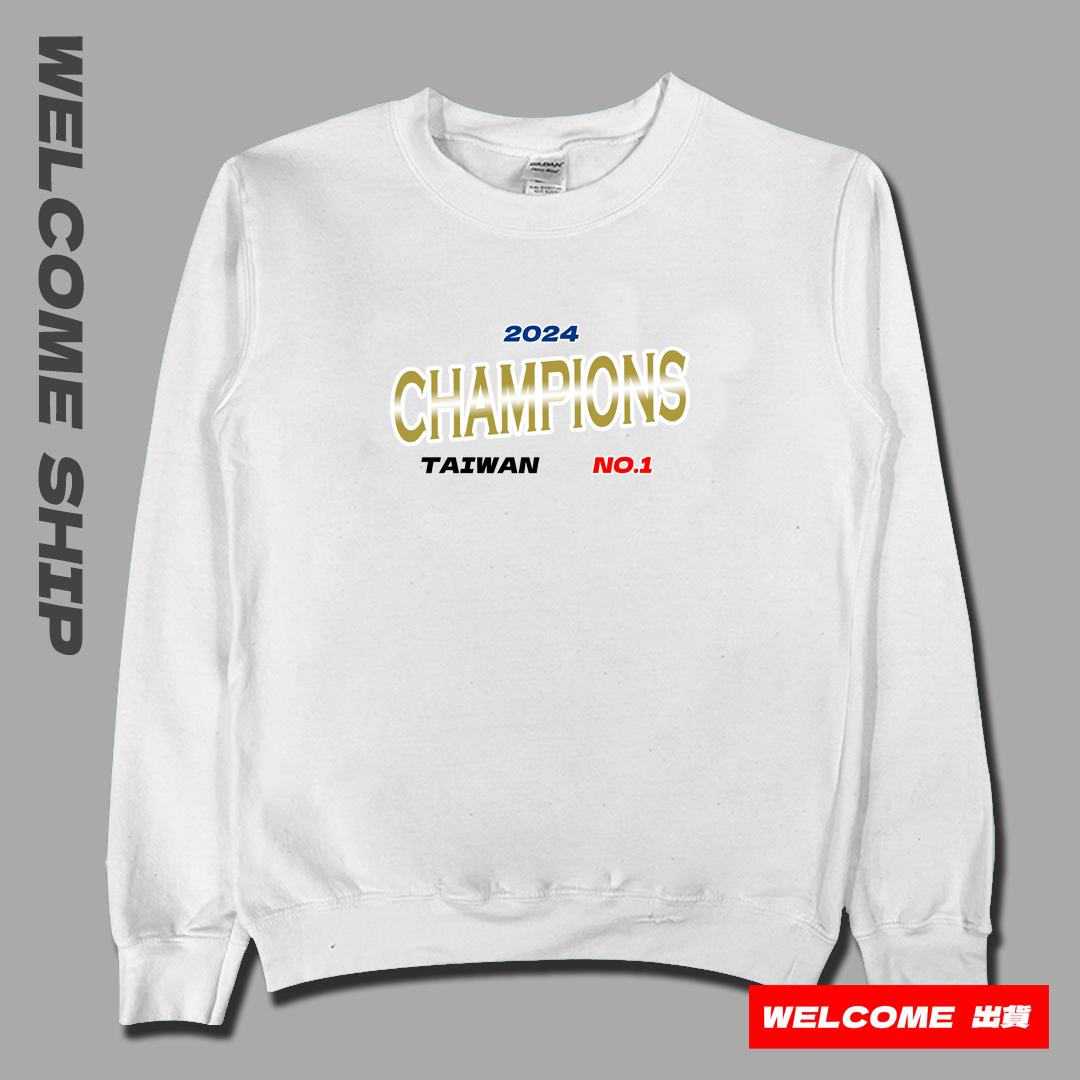 (大學T)我們是冠軍 Welcome出貨(限時活動贈棒球帽)