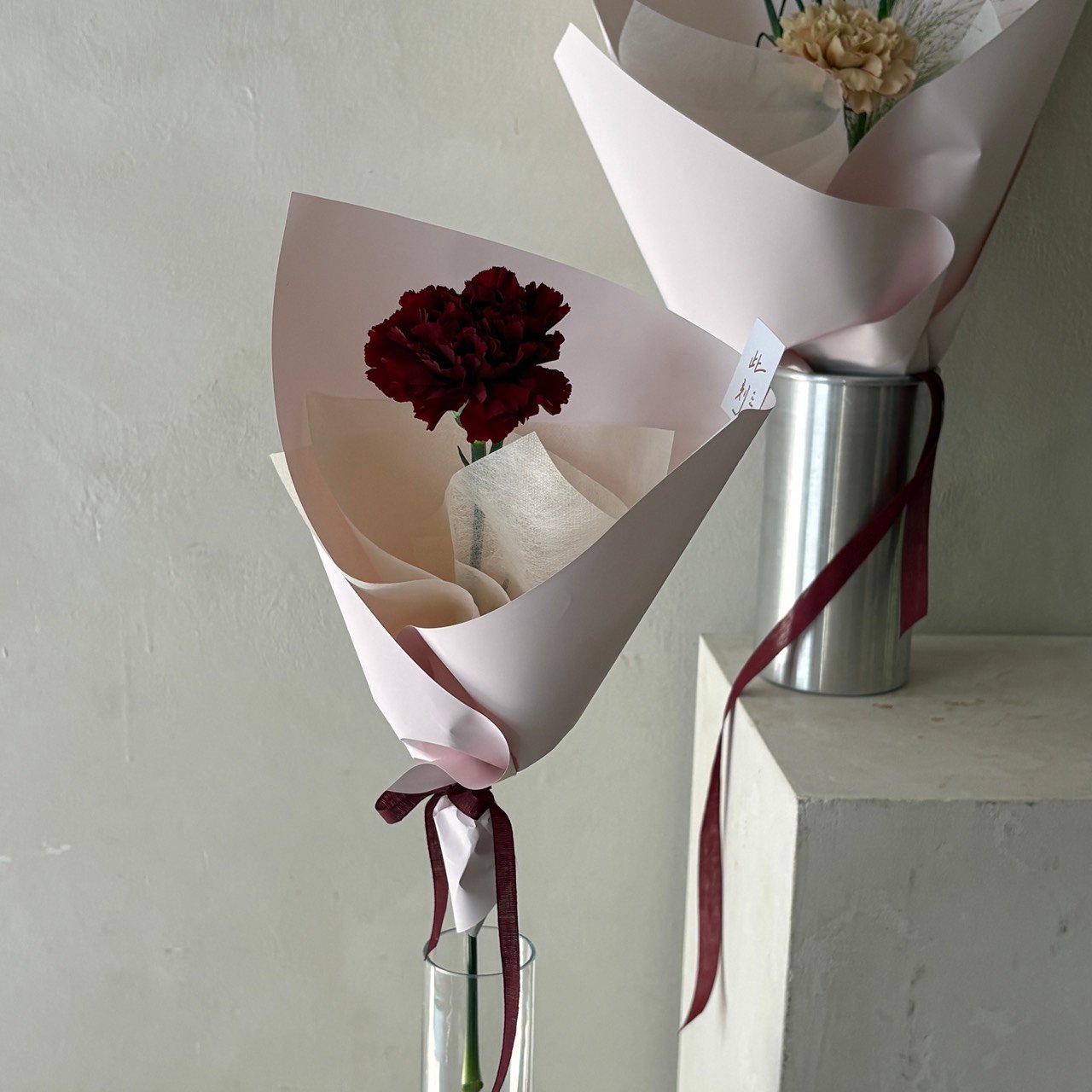 單支康乃馨花束- 紅
