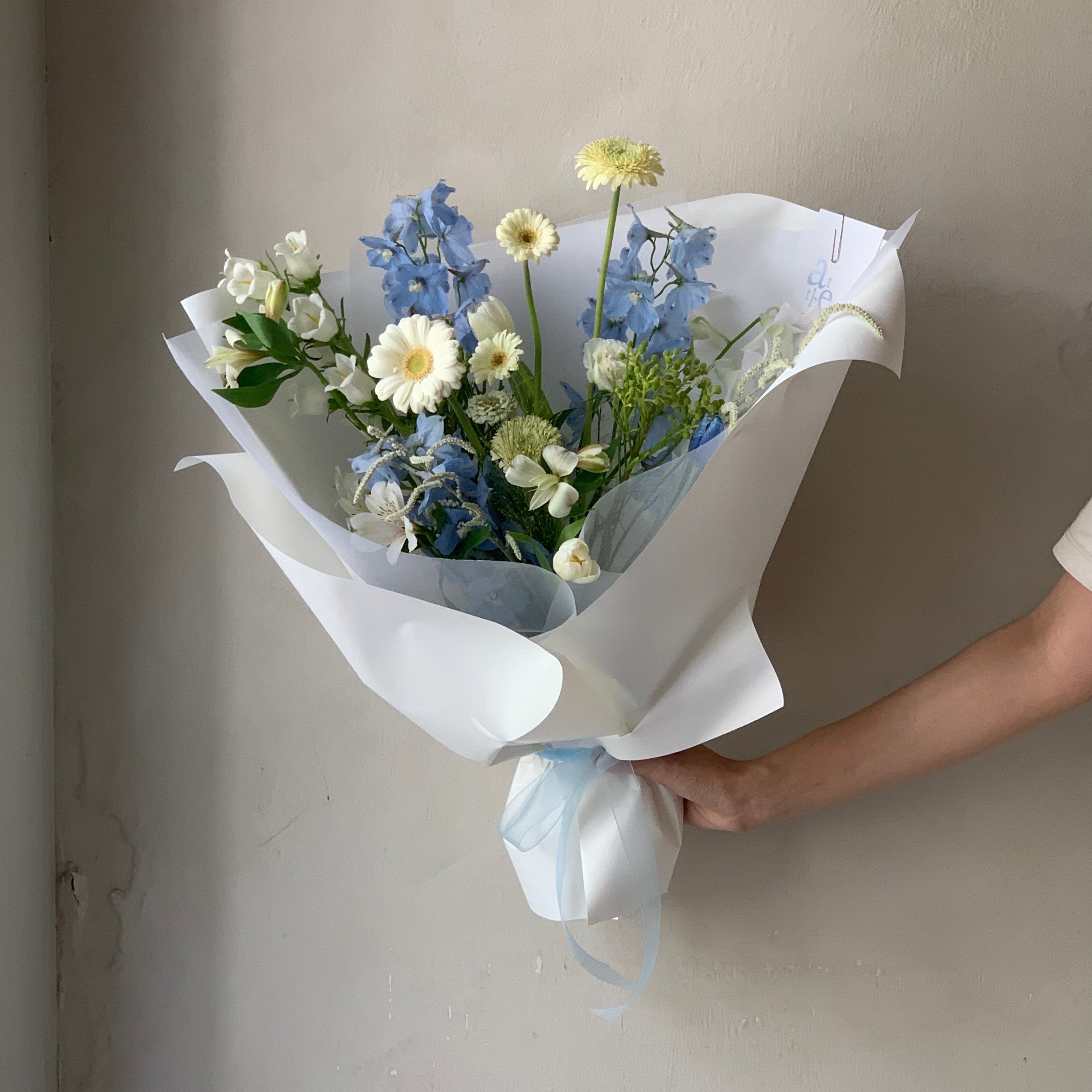 藍白色系混合花束