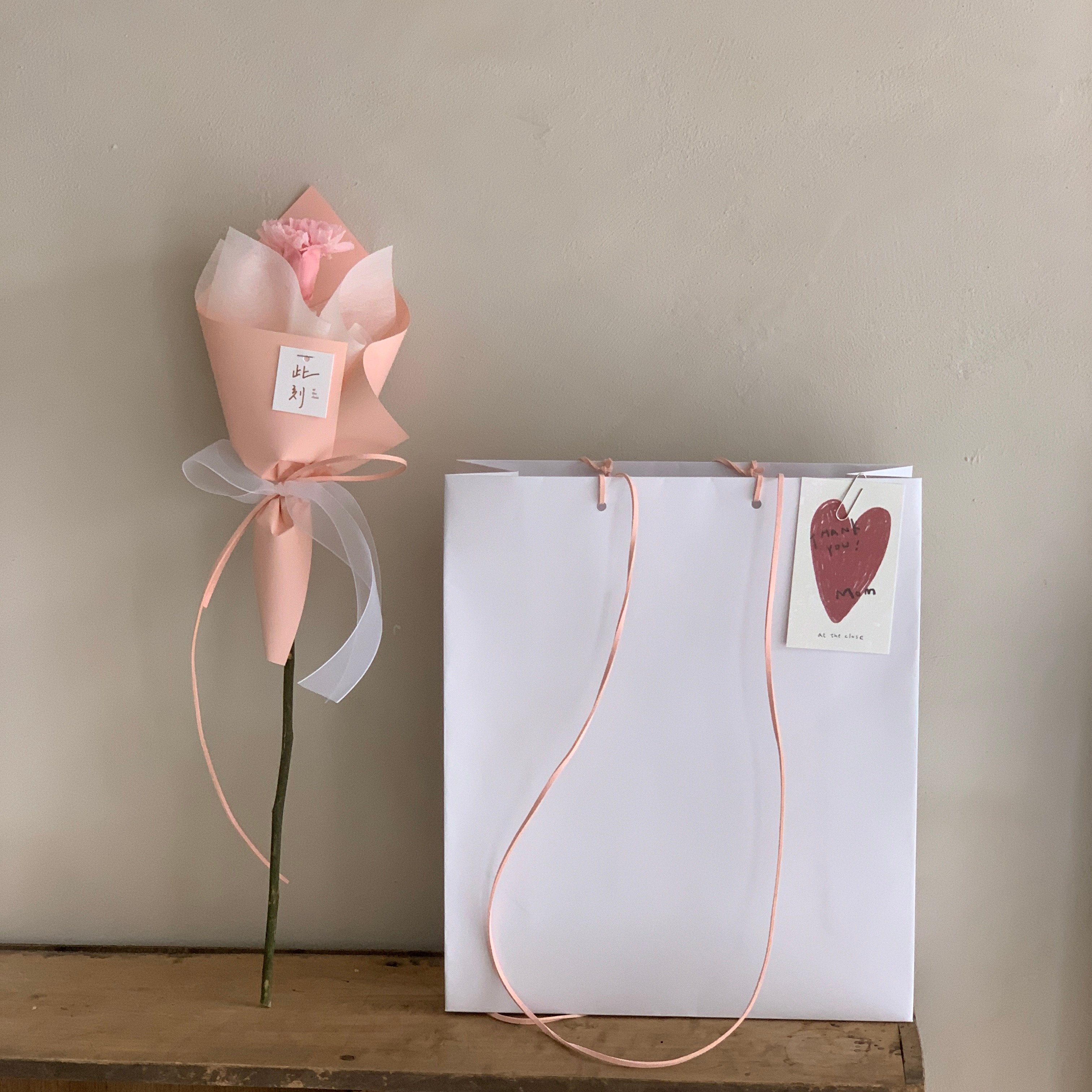 單支永生康乃馨花束 - 淺粉