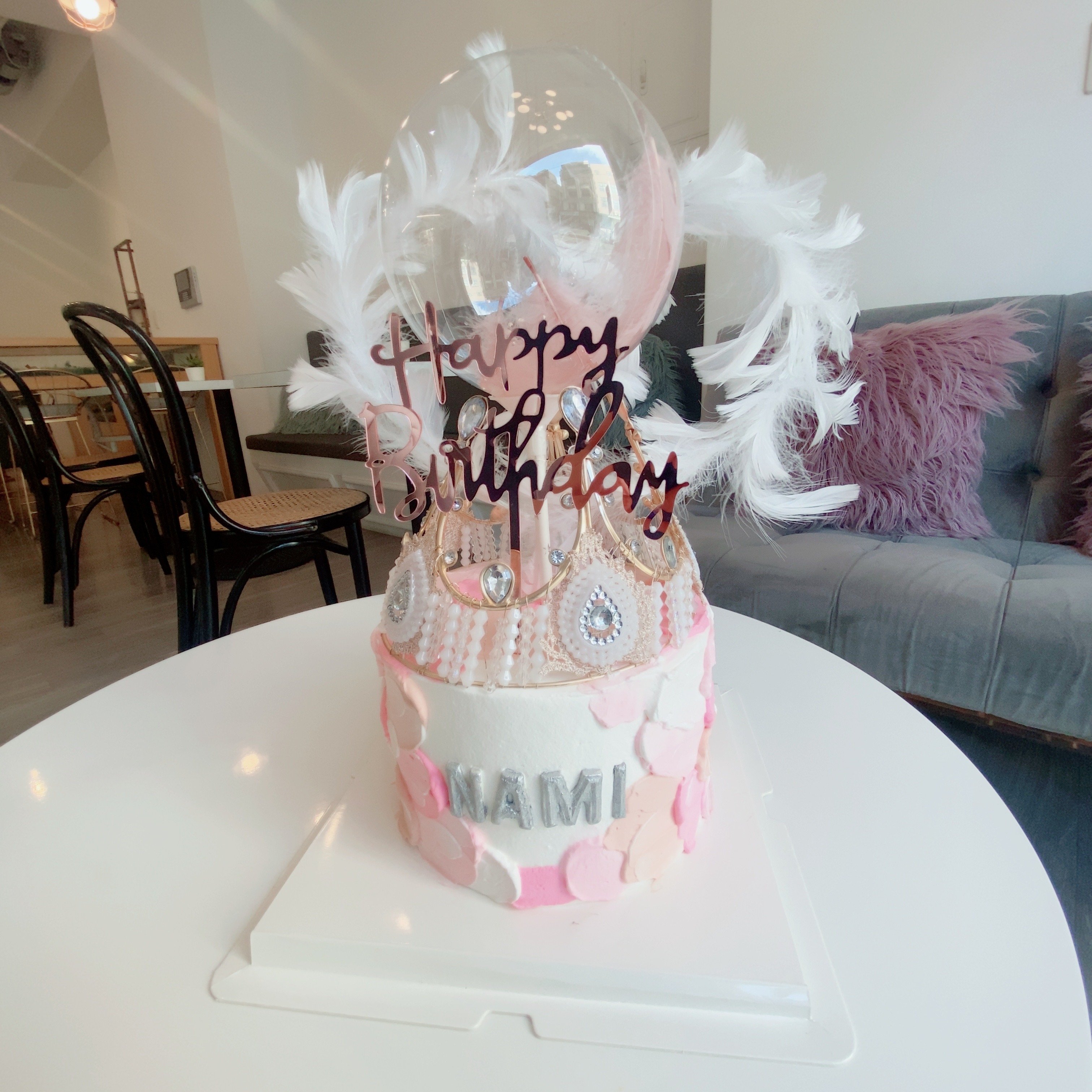 F008粉色塊皇冠蛋糕