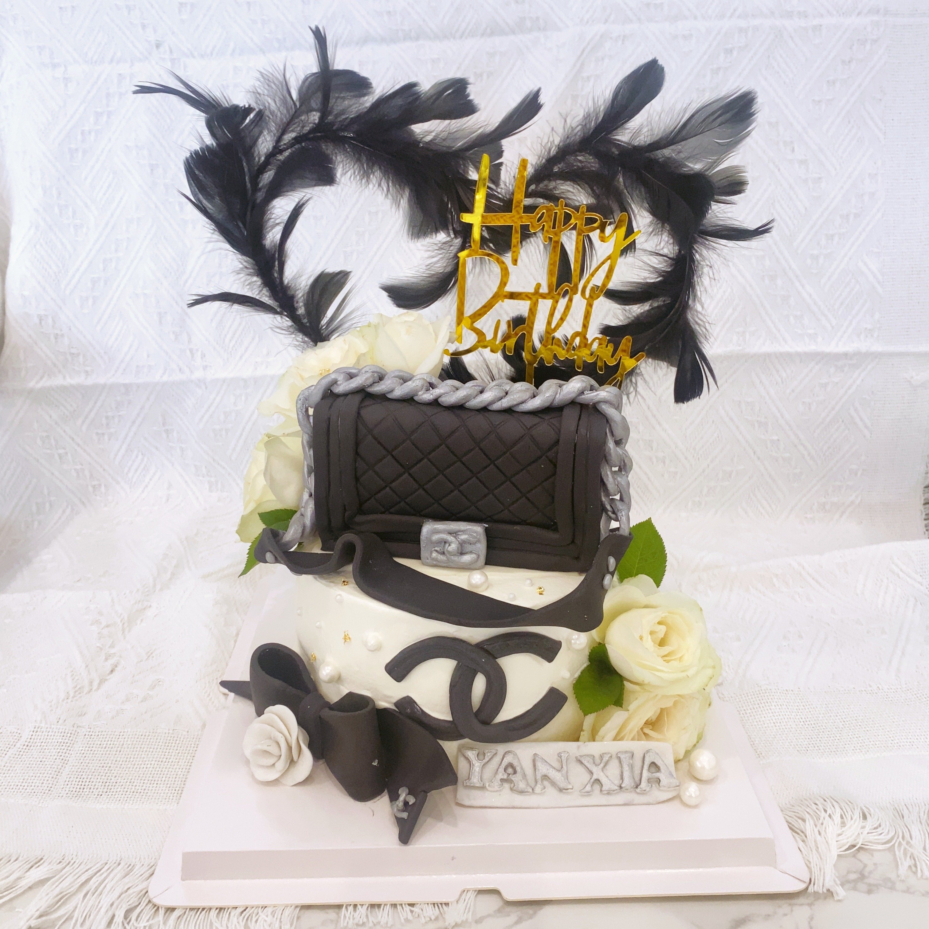 K013香奈兒包包logo翻糖蛋糕