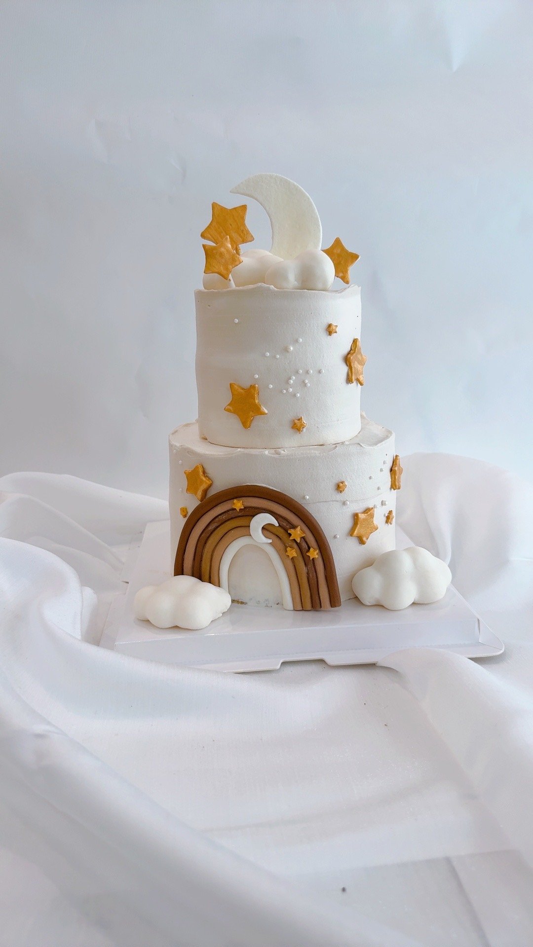 K066米咖色系簡約雙層蛋糕