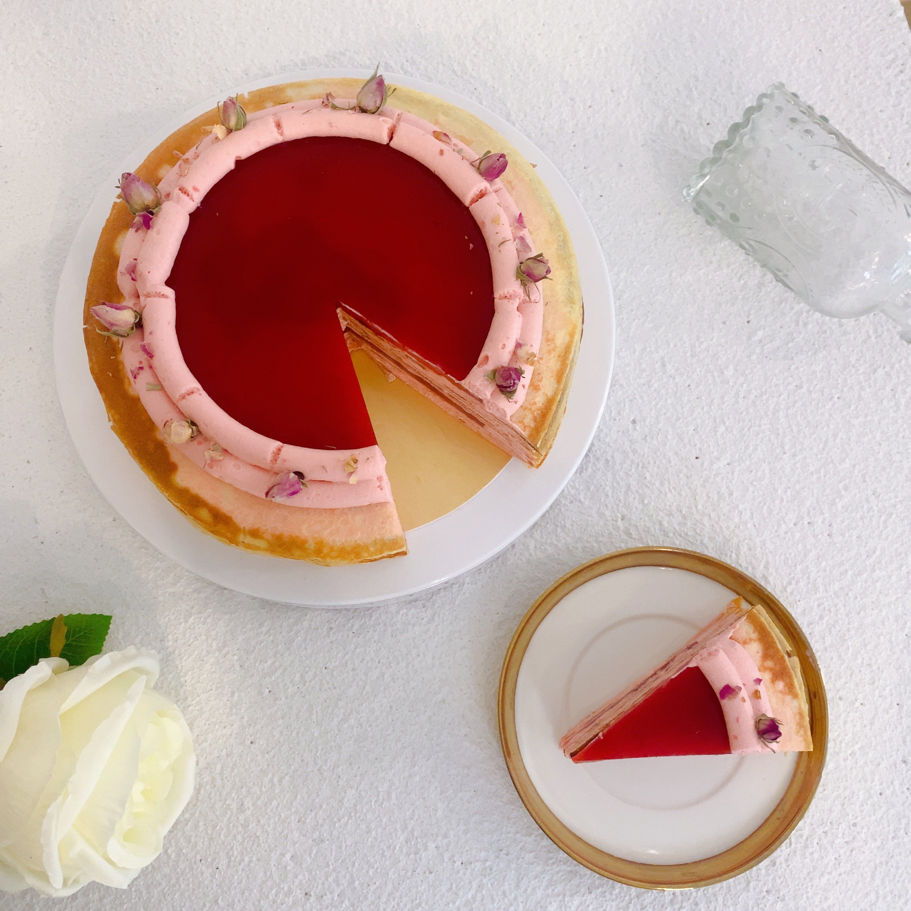 玫瑰覆盆子千層蛋糕