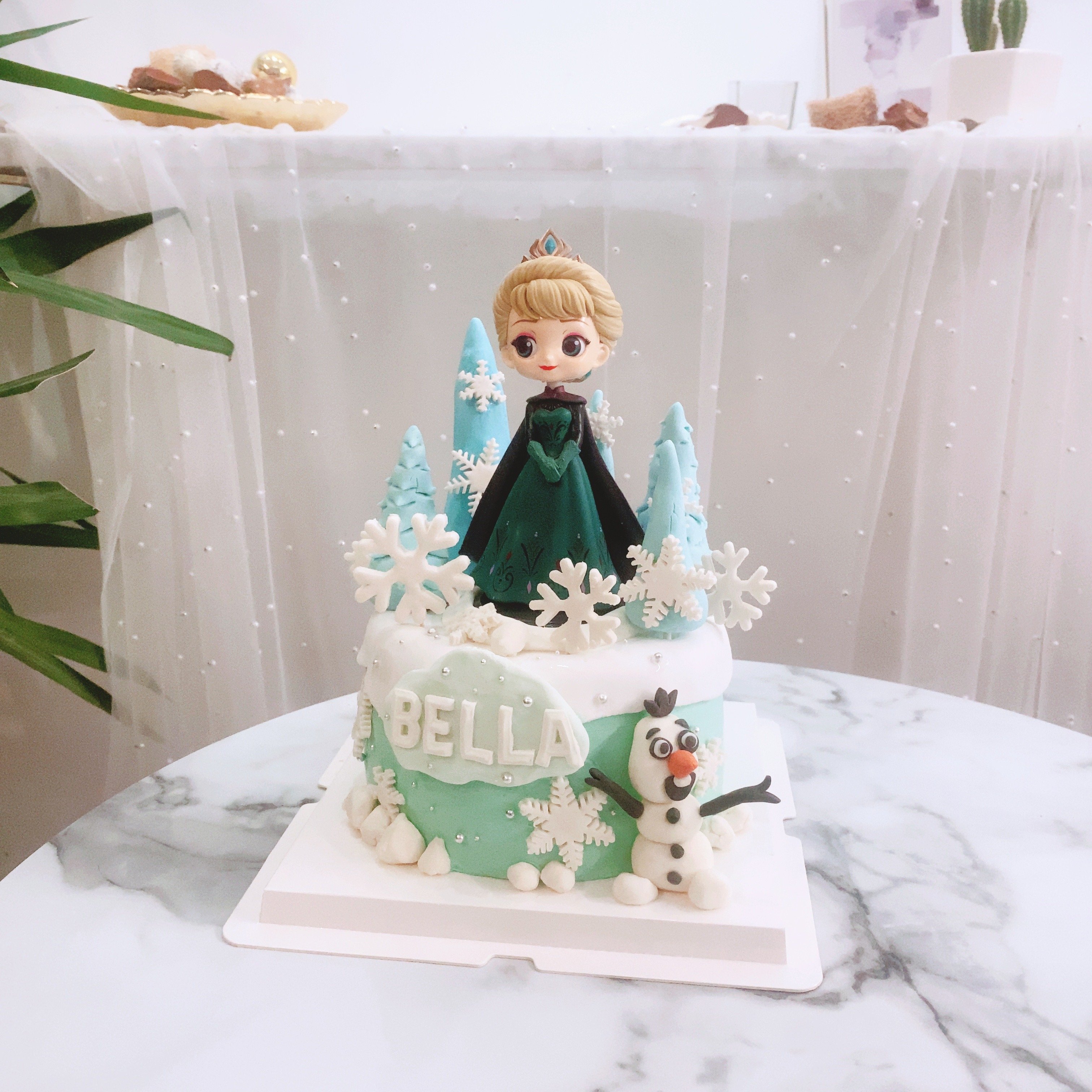 C012Elsa艾莎雪花款翻糖蛋糕