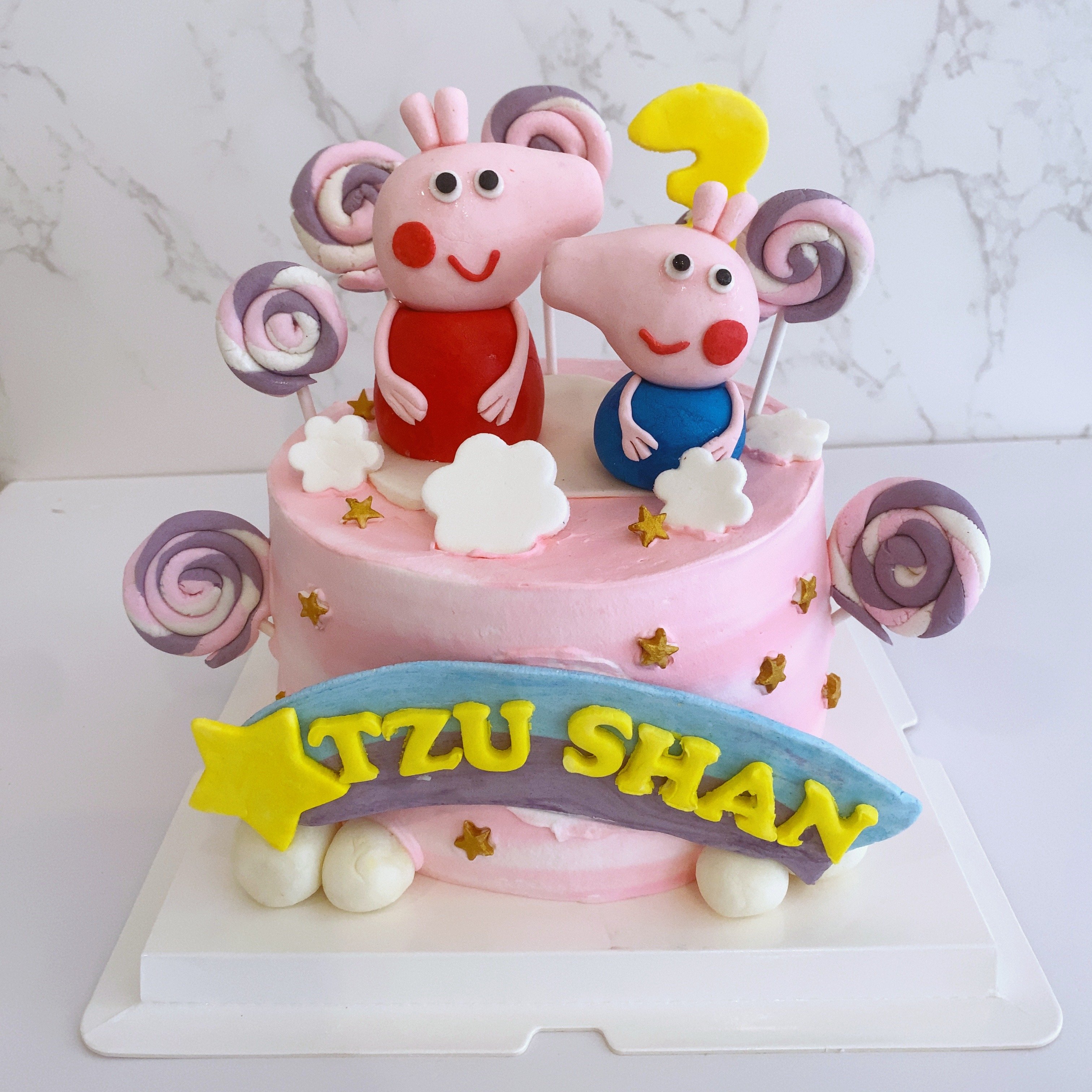 K016佩佩豬棒棒糖翻糖蛋糕