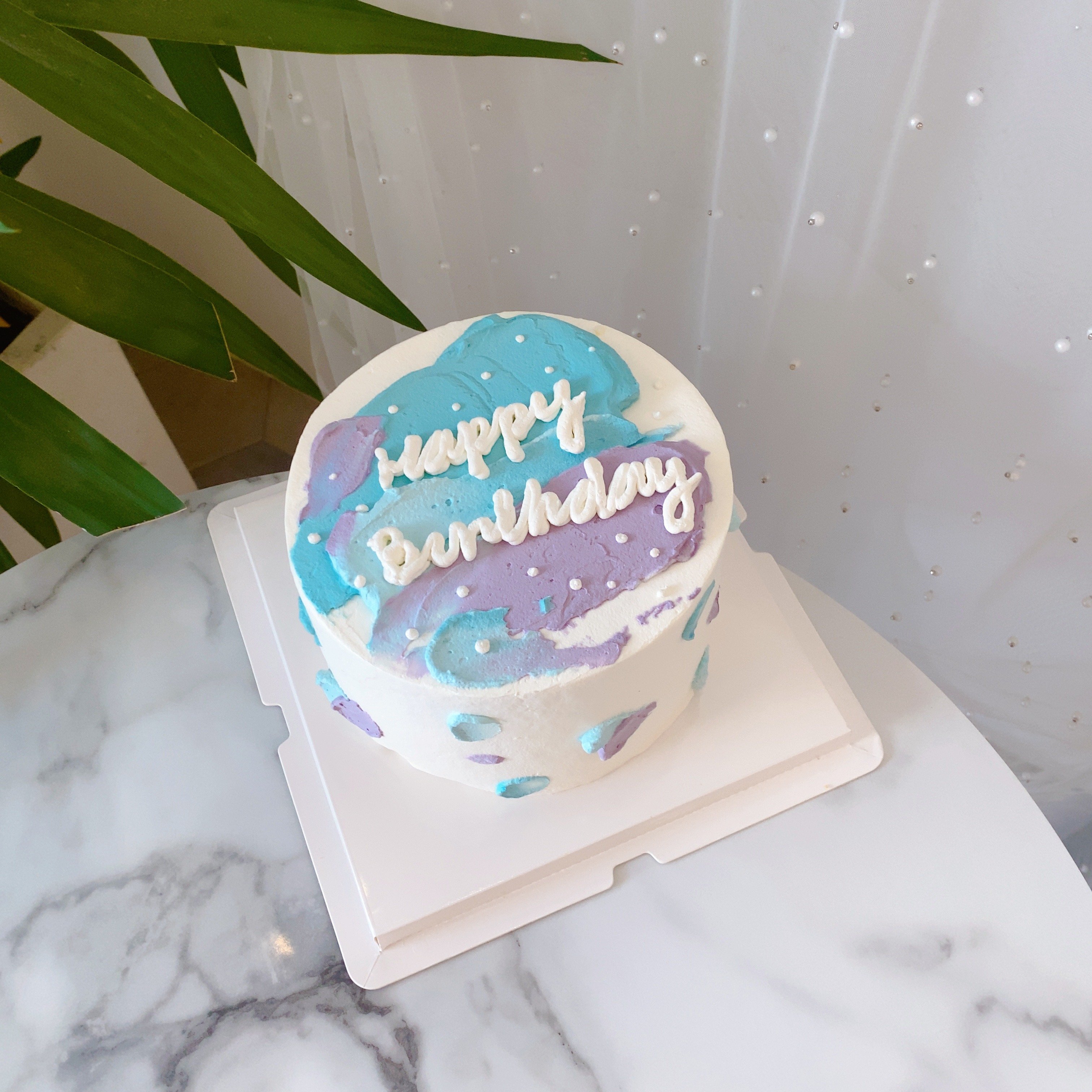 F015藍紫色手寫字色塊蛋糕