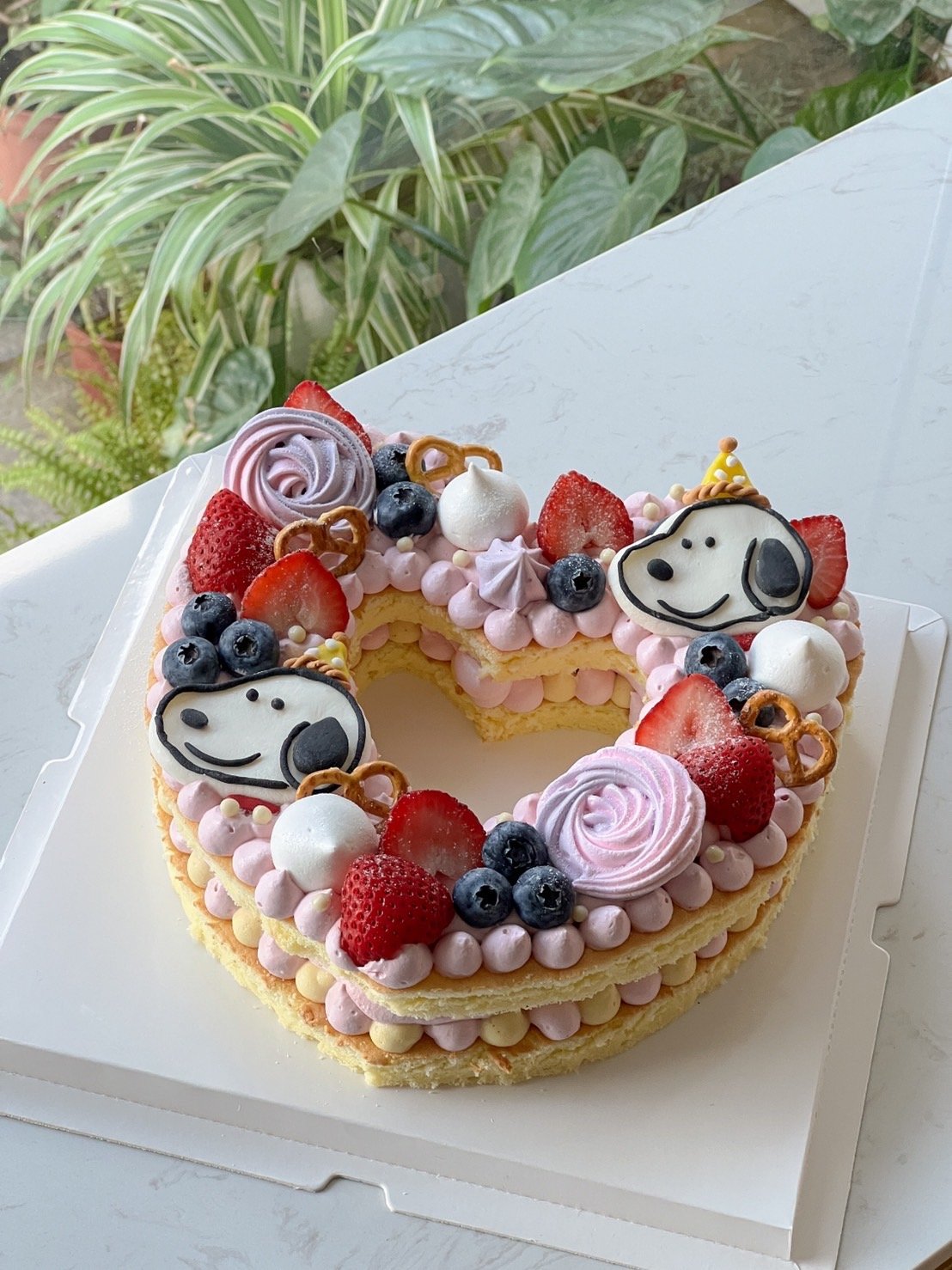 簍空愛心（史奴比/粉色）