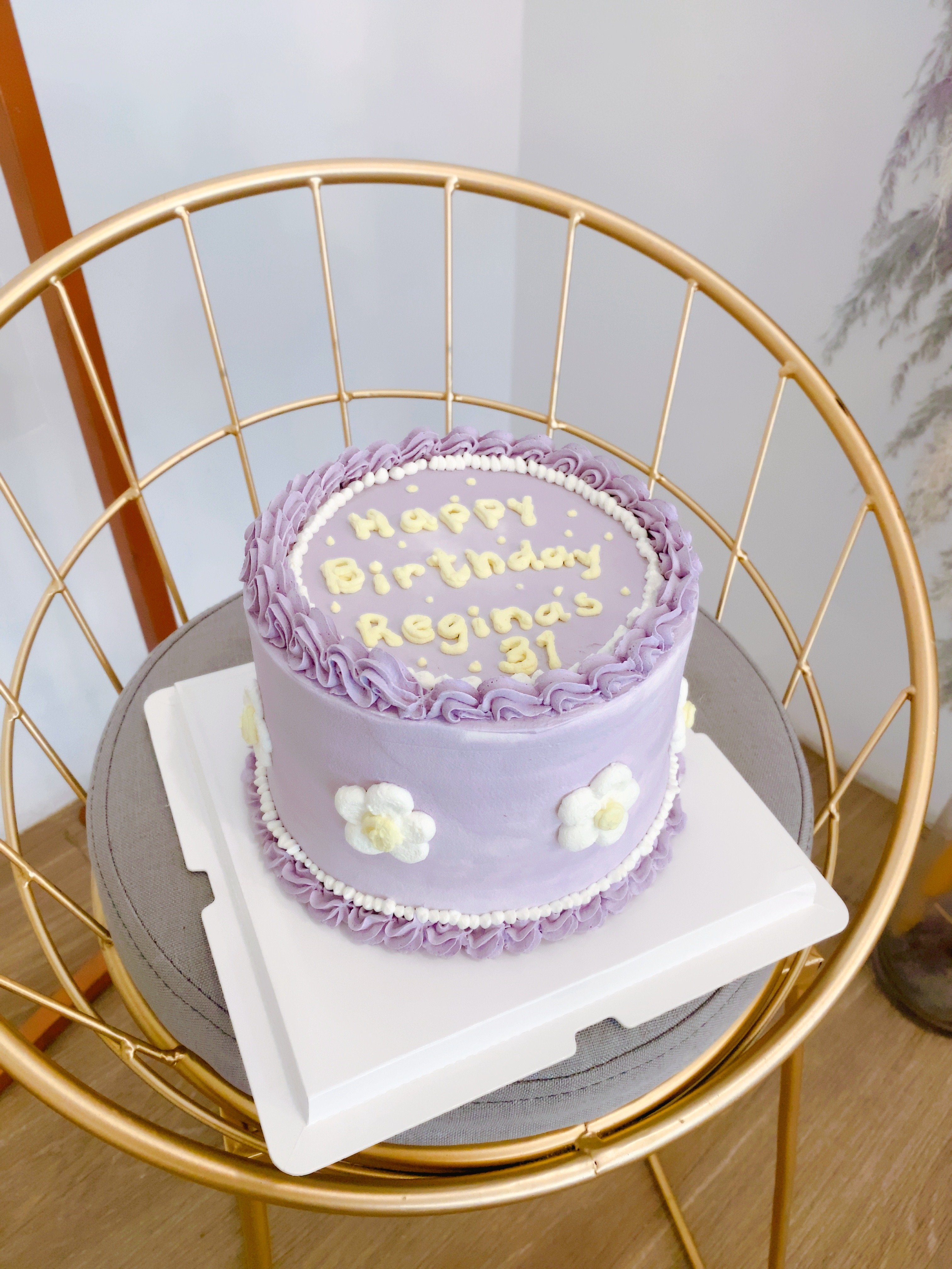 F016粉紫小花擠花蛋糕