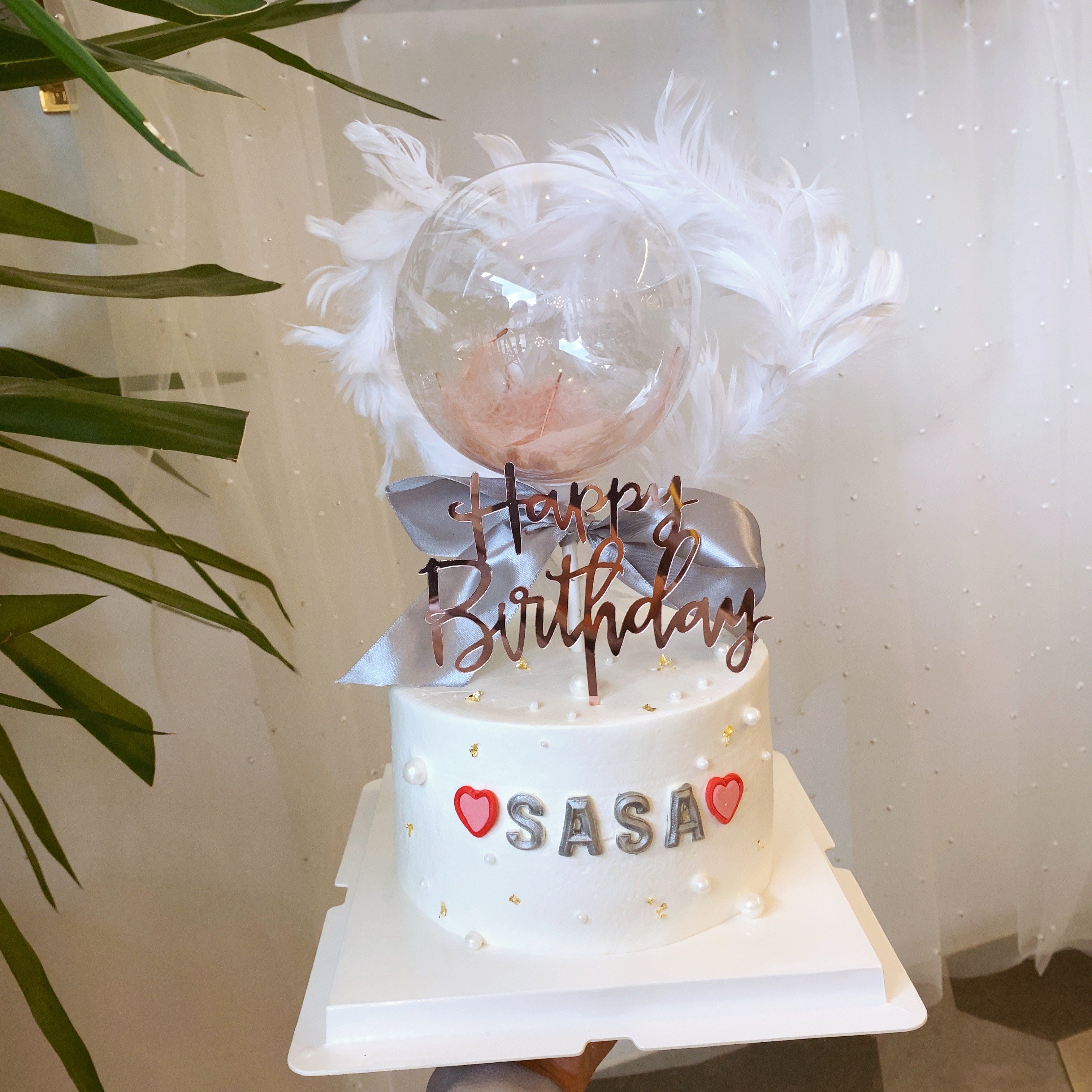 F009純白珍珠愛心蛋糕