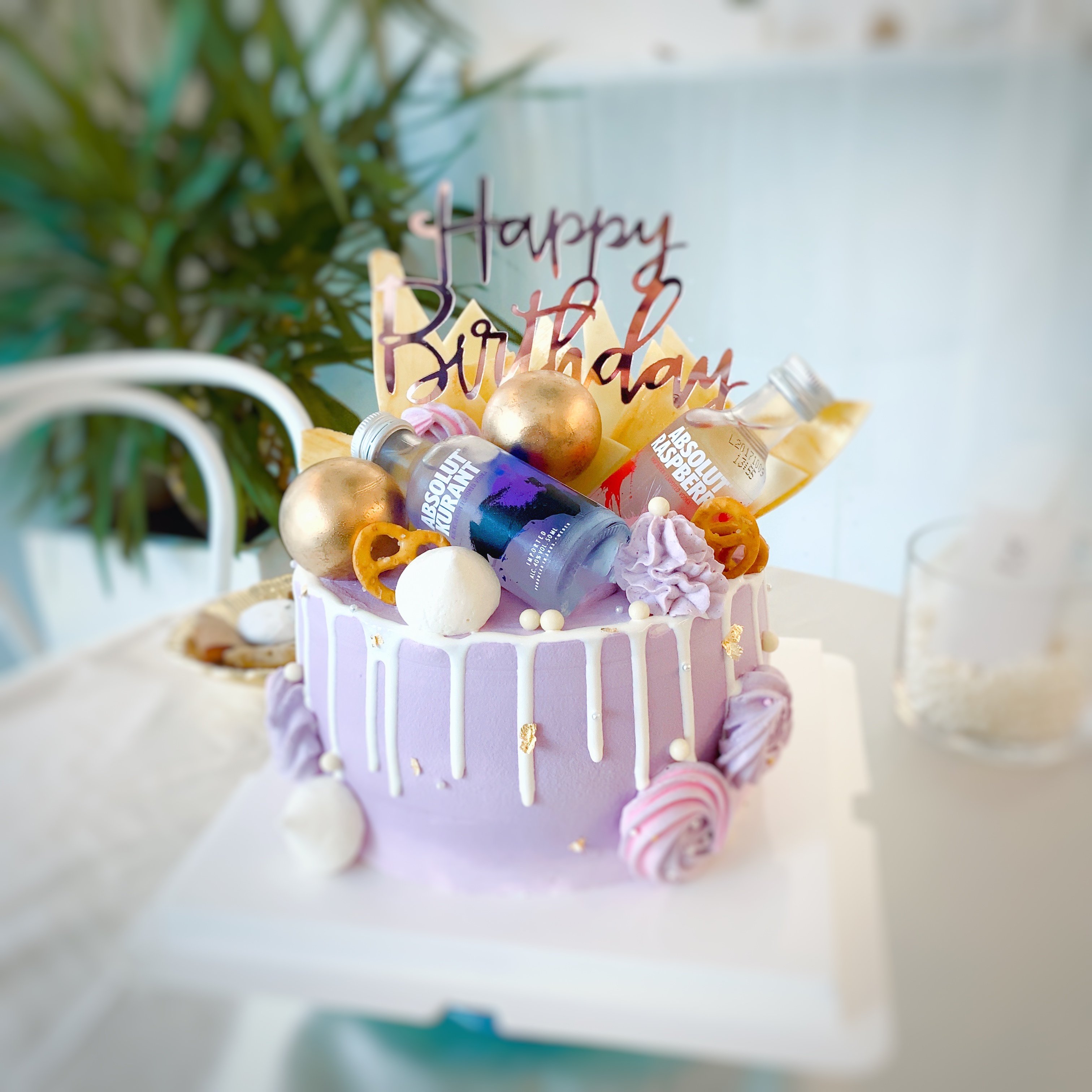 D008粉紫色喝醉酒造型蛋糕