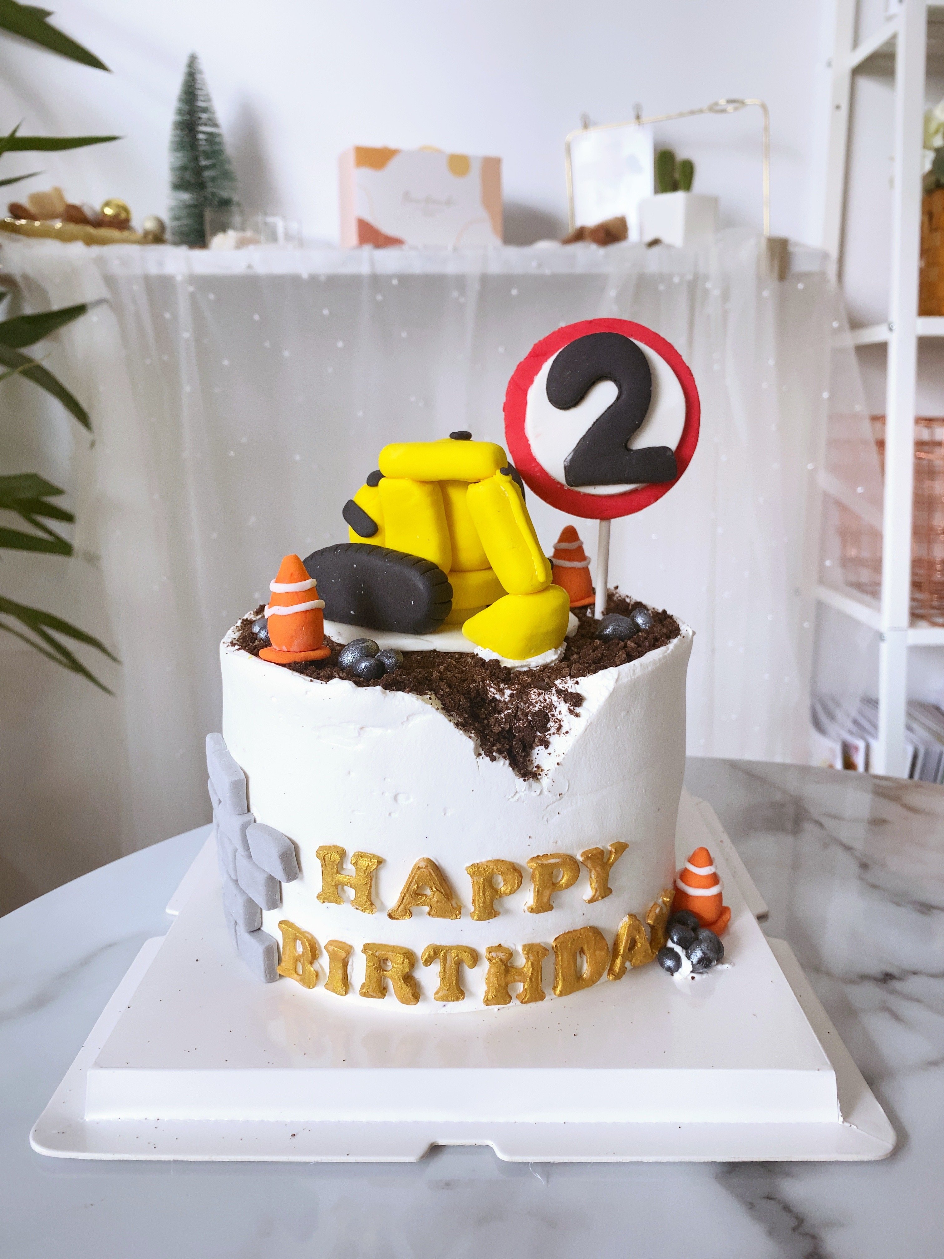 K024挖土機翻糖造型蛋糕