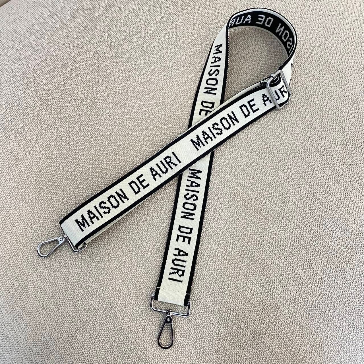 可調式黑白字母針織背帶