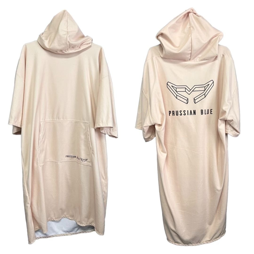普魯士藍素色毛巾衣 奶茶色 普魯士藍素色毛巾衣 奶茶色