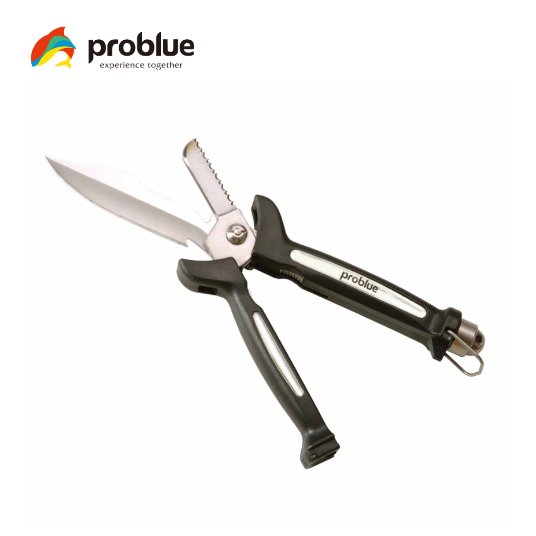 Problue 420不銹鋼二合一剪刀式尖頭潛水刀