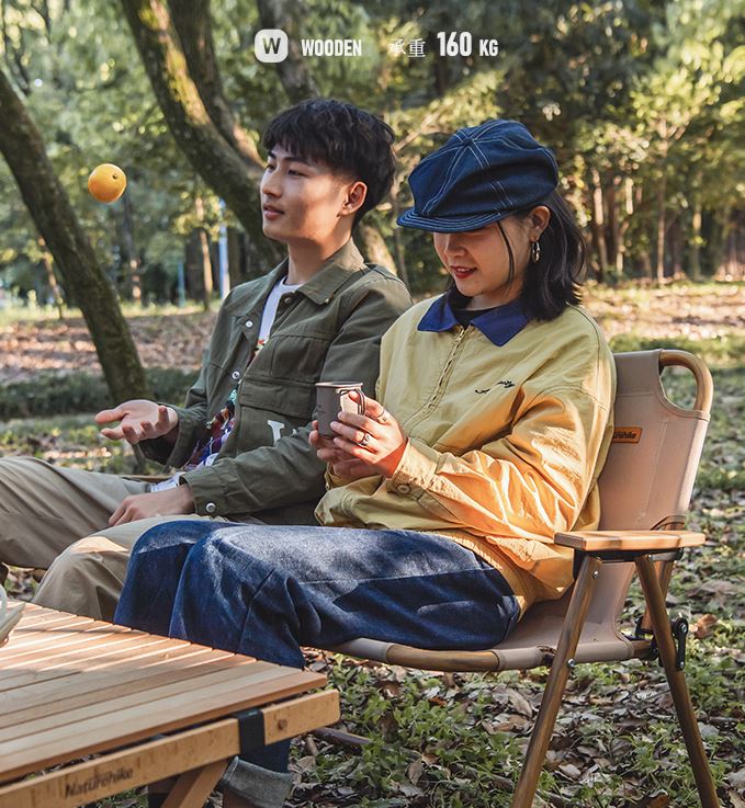Naturehike 鋁合金木紋雙人折疊露營椅