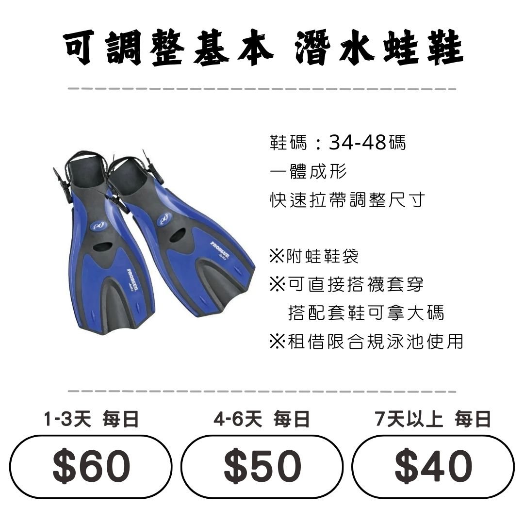 ☆租借-蛙鞋 ☆ 可調整 基本蛙鞋(可浮潛)