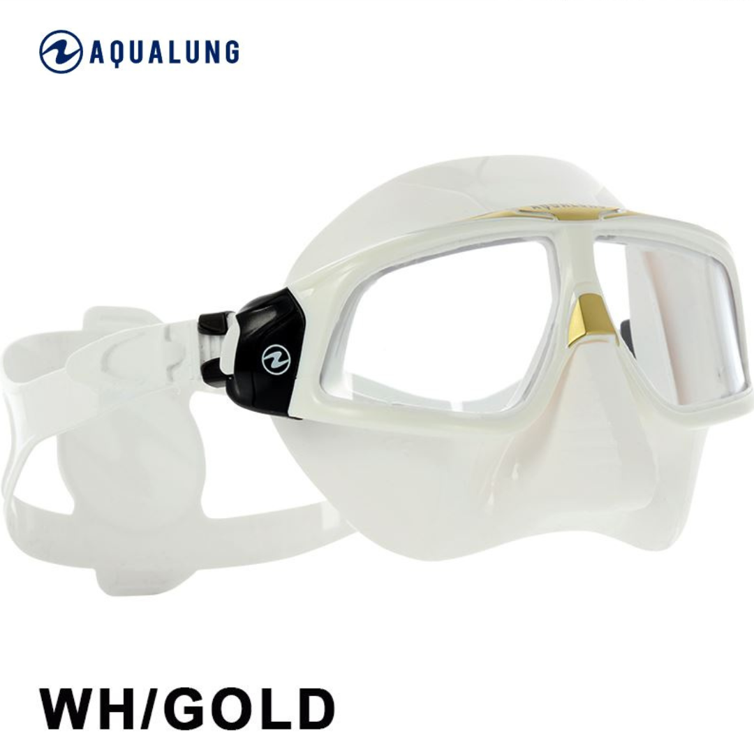 AquaLung Sphera X (思妃拉) 自潛低容積面鏡 白底金色(鍍膜款)