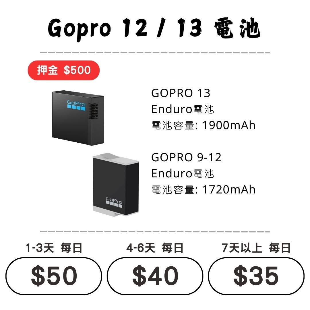 ☆租借-運動相機 ☆ GOPRO 12 /13 電池