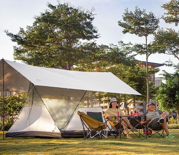 三峰出 3F 多用途方形天幕 210T涂銀 卡其色/象牙白