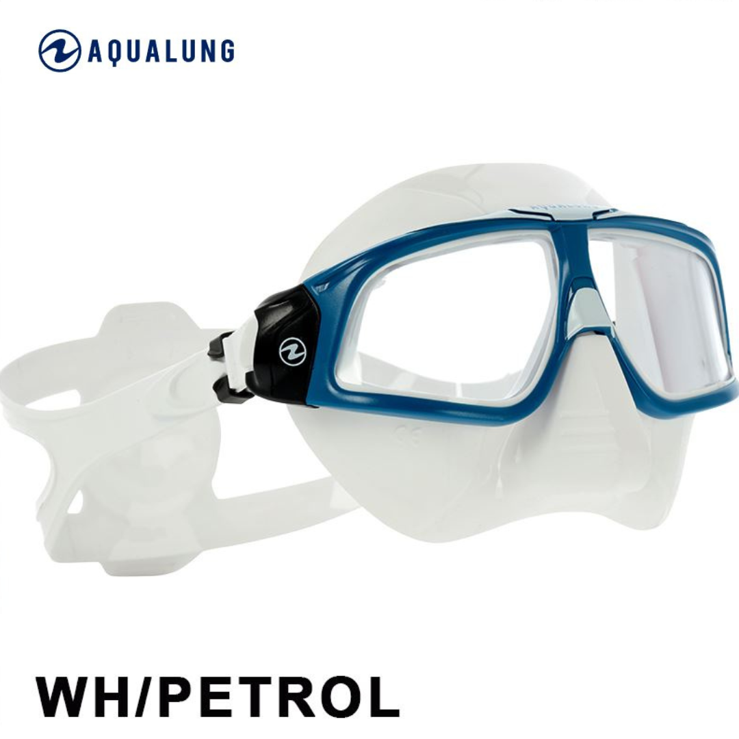 AquaLung Sphera X (思妃拉) 自潛低容積面鏡 白底藍框