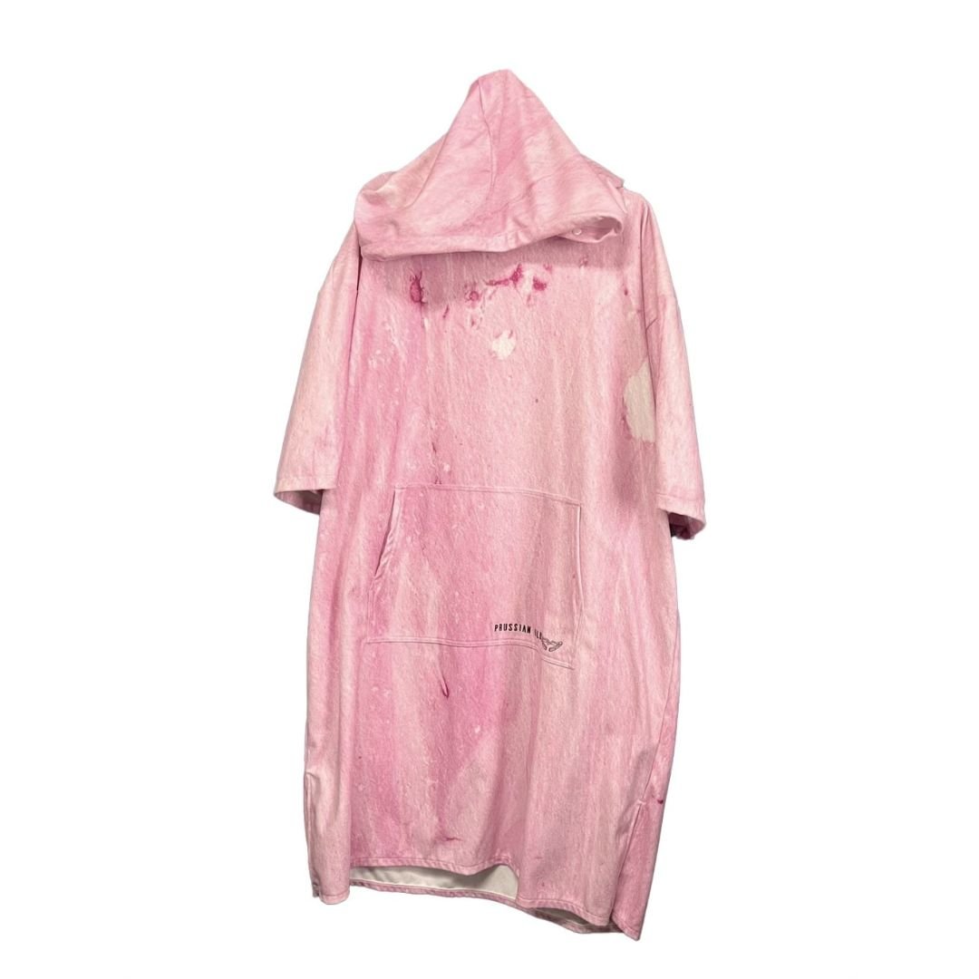 普魯士藍毛巾衣 粉紅湖