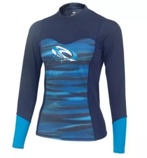 Aropec 女款長袖防曬水母衣 藍色水波紋