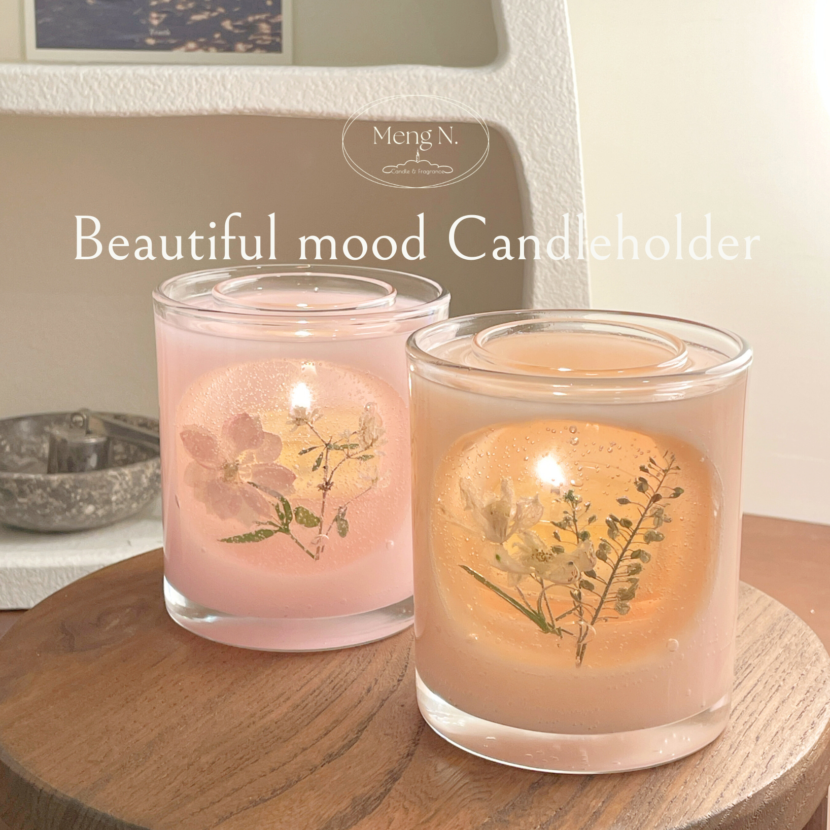 燭光乾燥花燭台＆香氛茶蠟