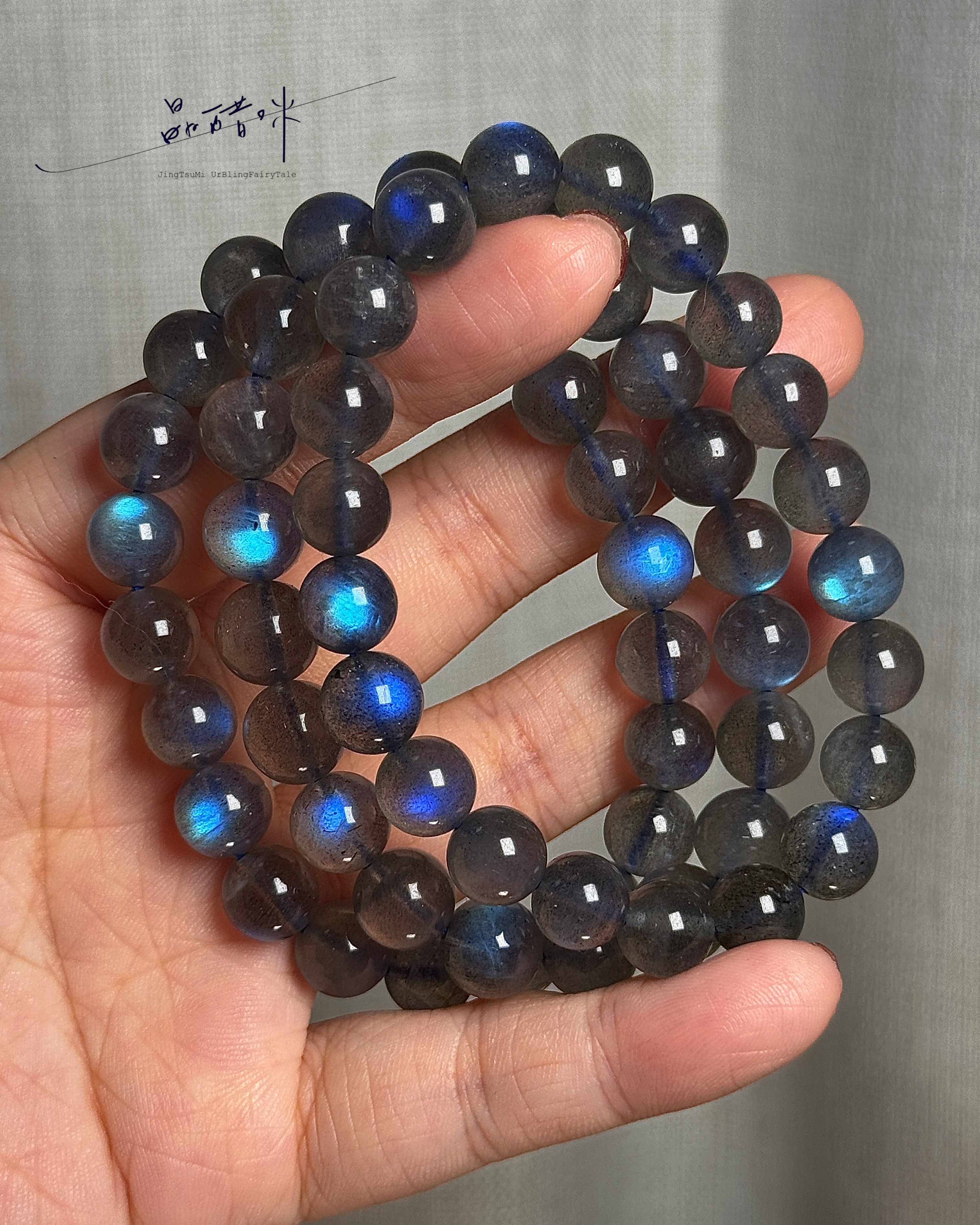 高品拉長石手串 深海藍光星光體《JCB006》
