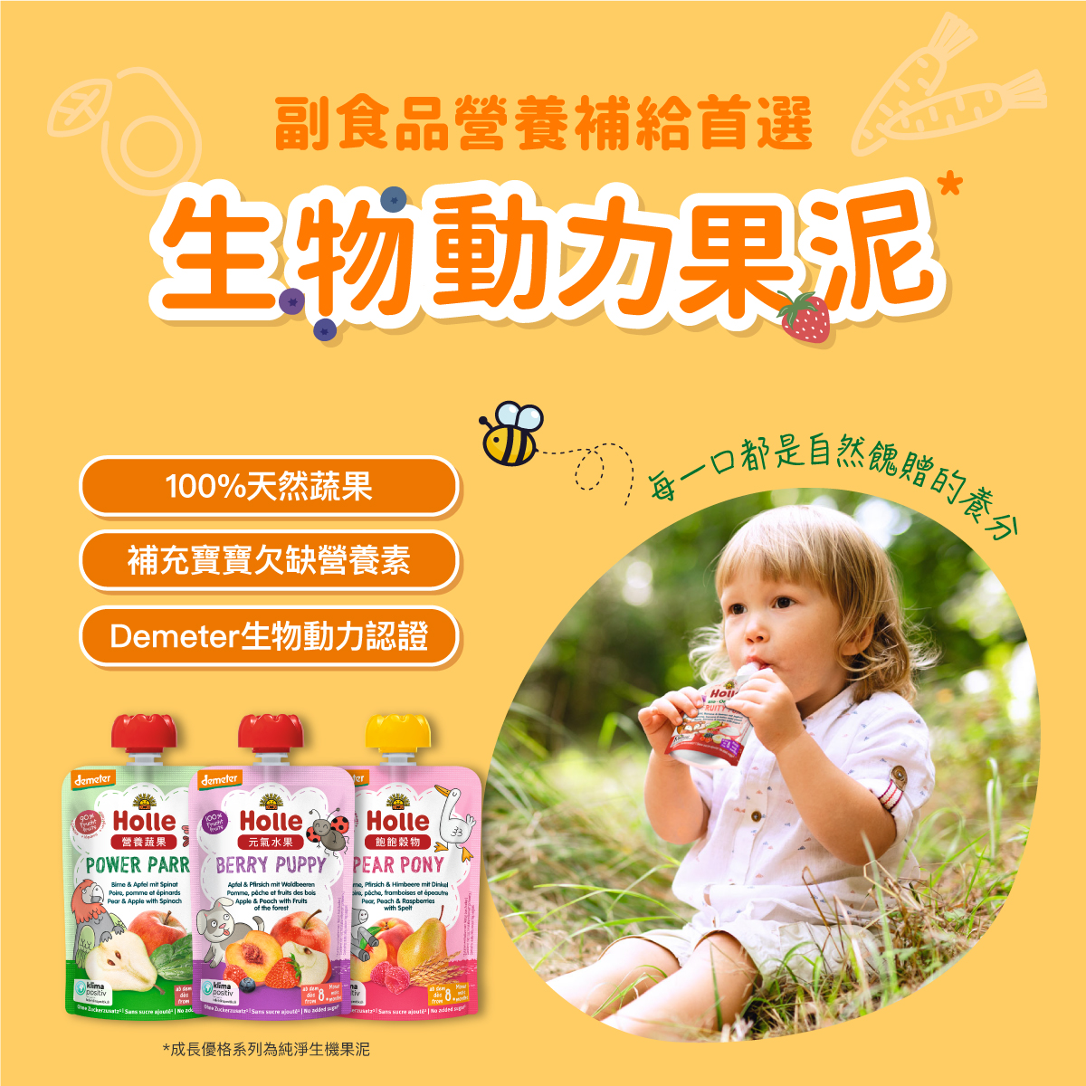 【Holle禾樂純境】生物動力果泥-飽飽穀物系列(多款可選)