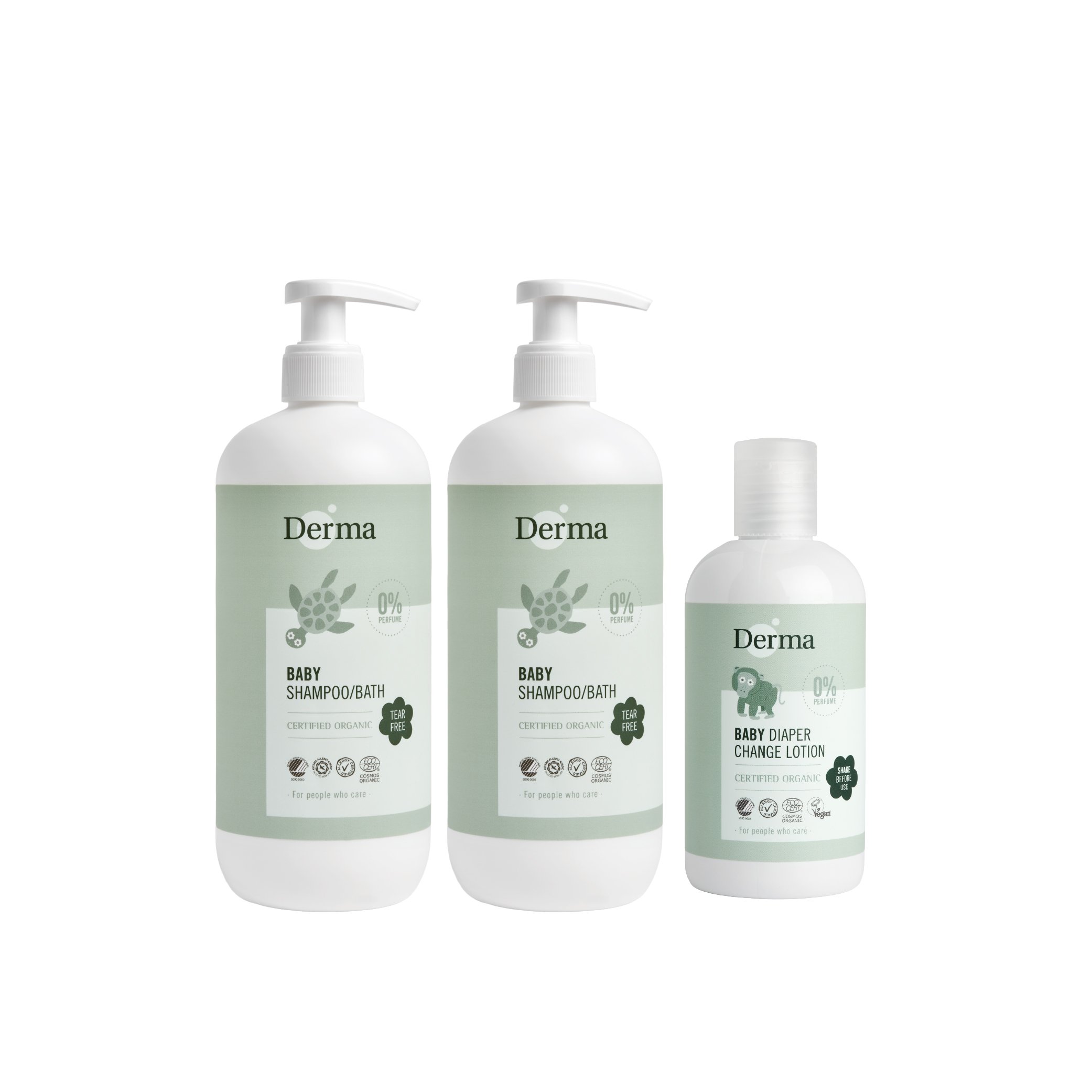 【Derma丹麥德瑪】寶寶沐浴超值組-沐浴露500ml*2+乾洗屁屁*1