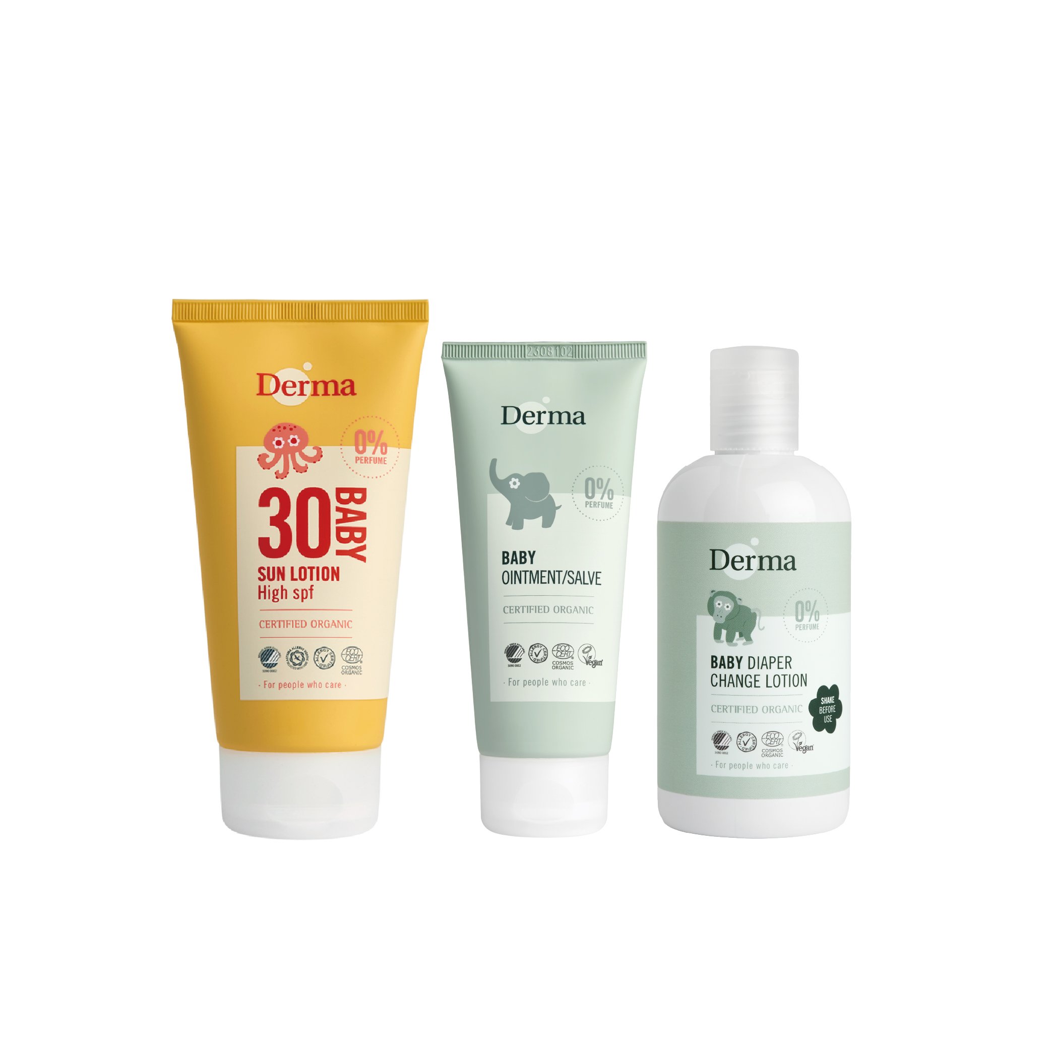 【Derma丹麥德瑪】外出旅行必備組-物理防曬+乾洗屁屁+萬用膏