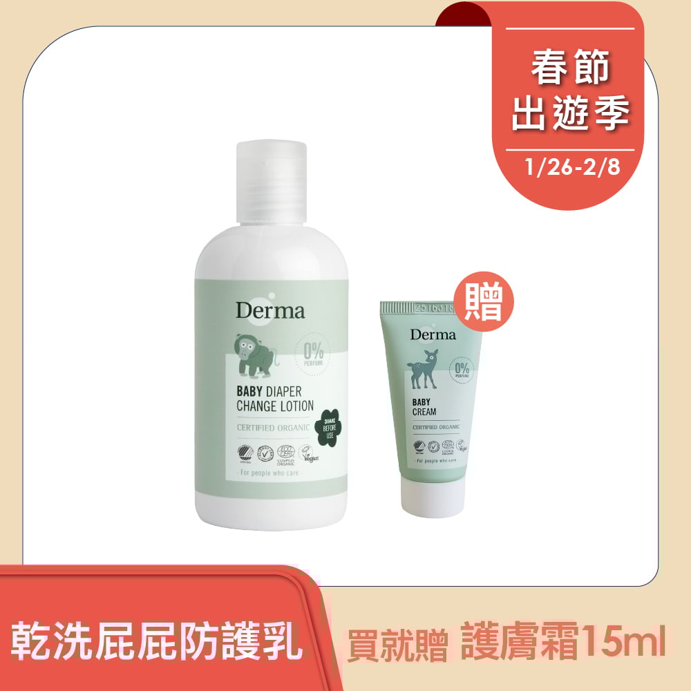 【Derma丹麥德瑪】寶寶乾洗屁屁防護乳250ml